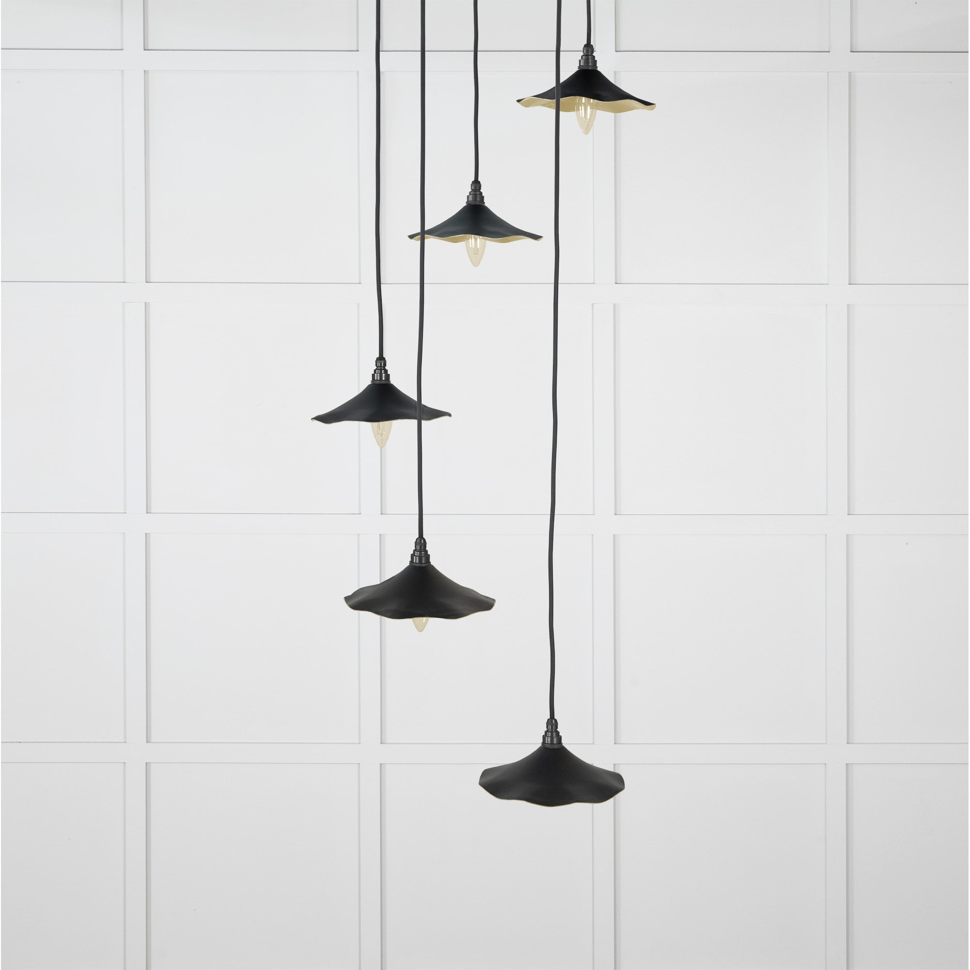 From The Anvil Smooth Brass Flora Cluster Pendant - Elan Black