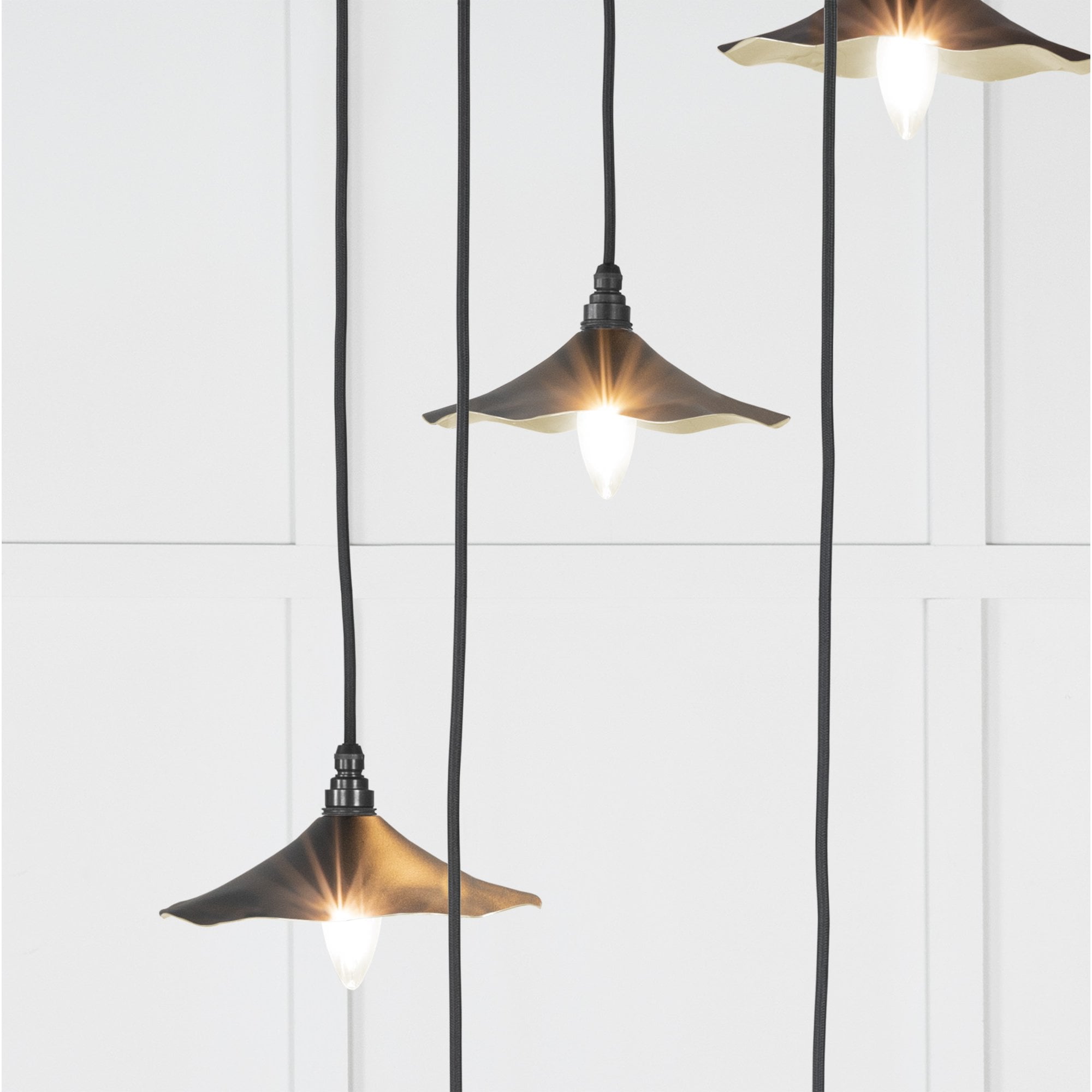 From The Anvil Smooth Brass Flora Cluster Pendant - Elan Black
