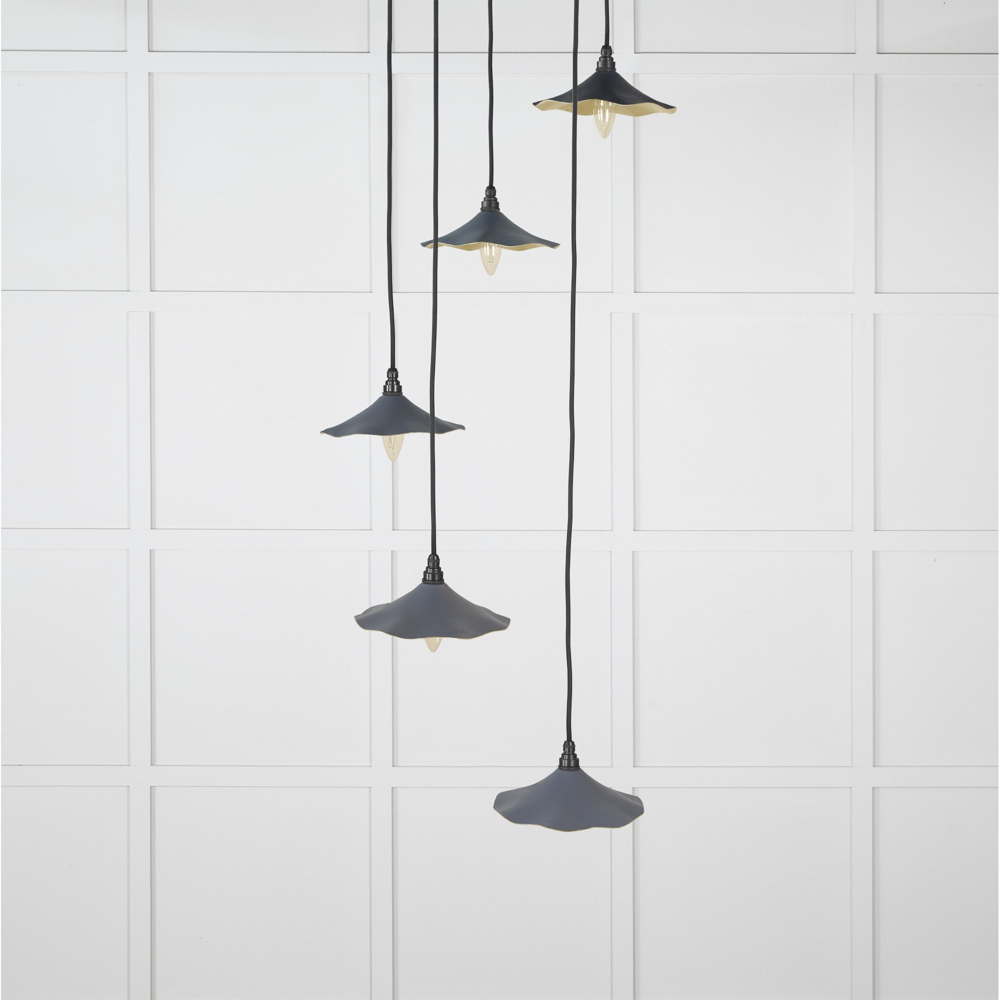 From The Anvil Smooth Brass Flora Cluster Pendant - Slate (Mid Grey)