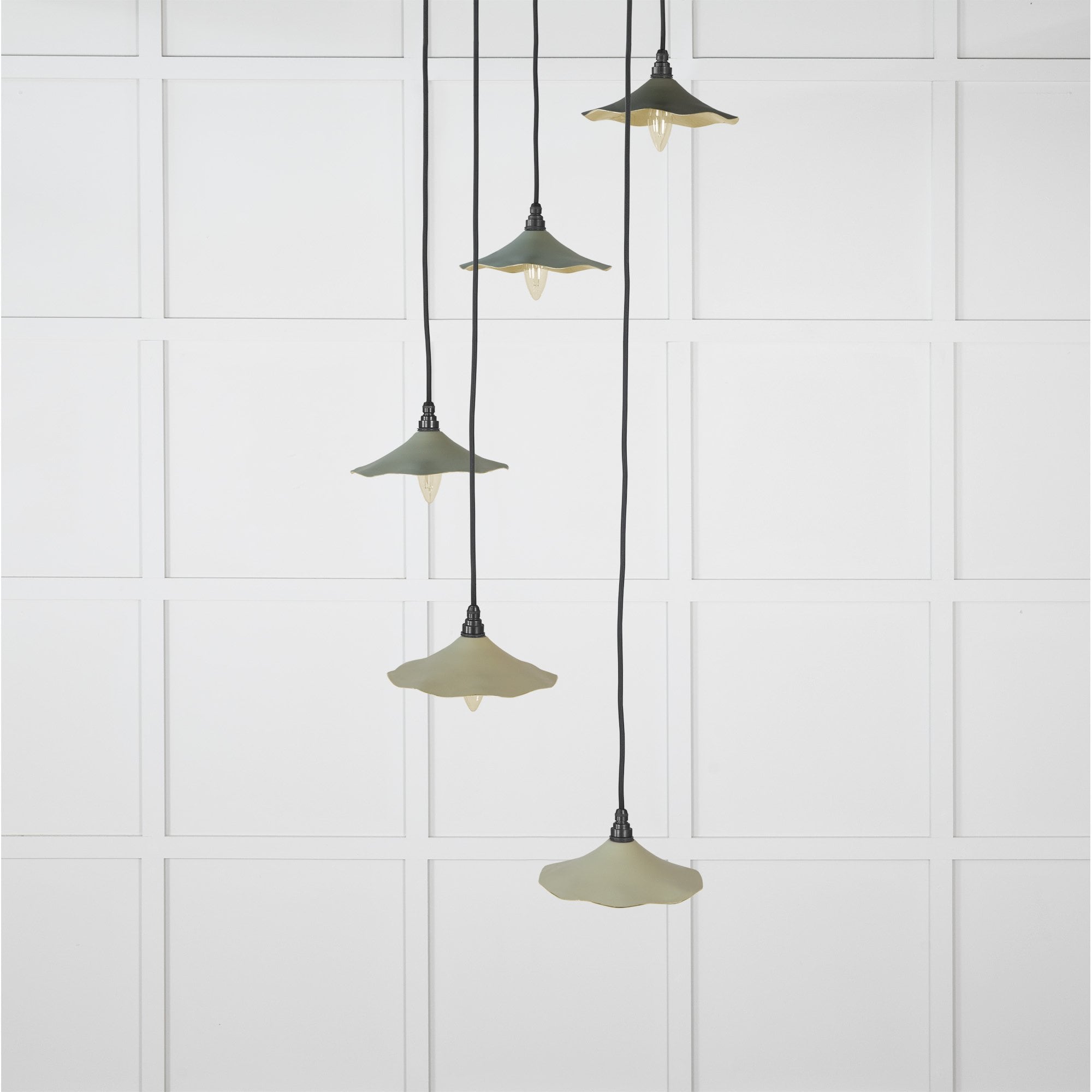From The Anvil Smooth Brass Flora Cluster Pendant - Tump (Pale Green)