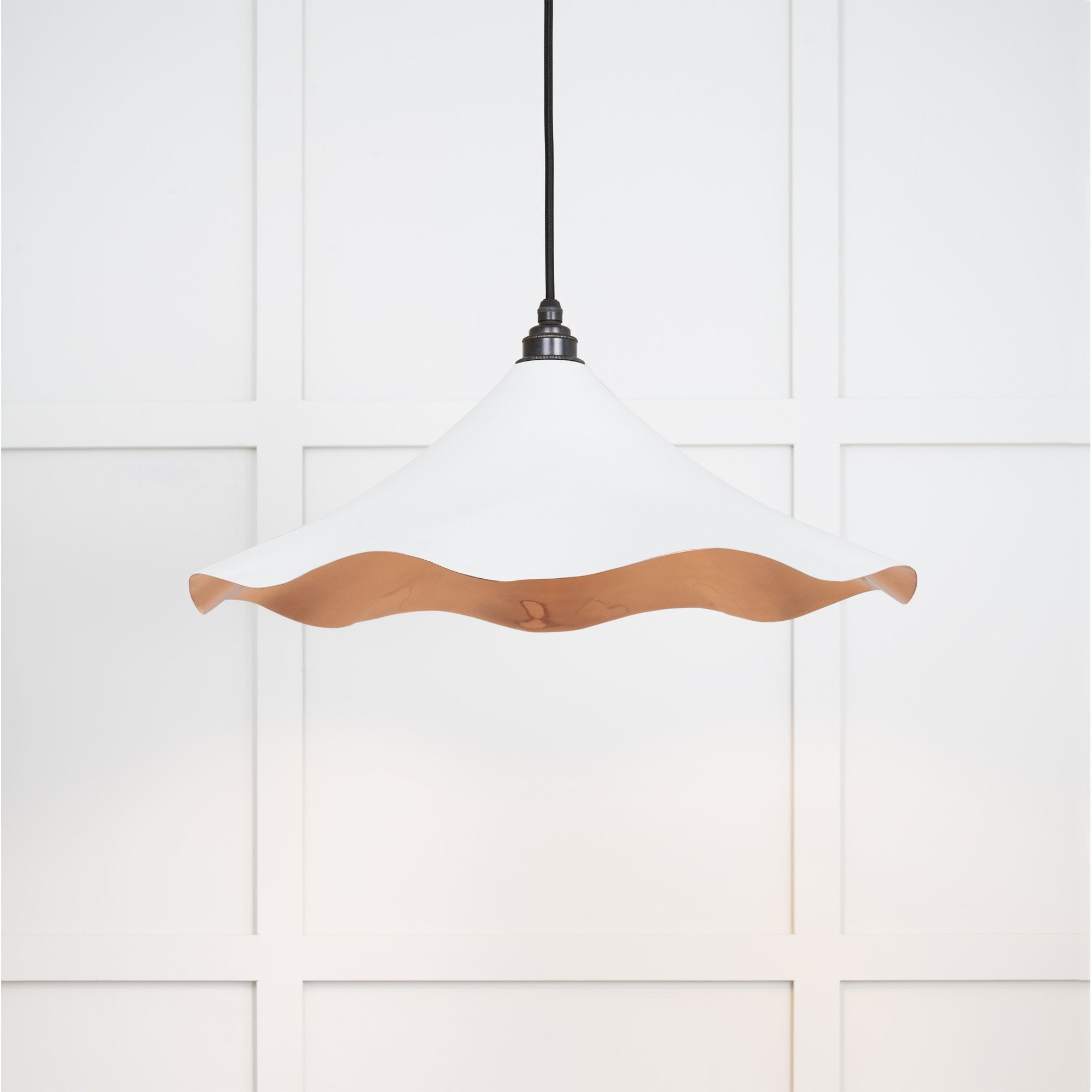 From The Anvil Smooth Copper Flora Pendant - Flock (Matt White)