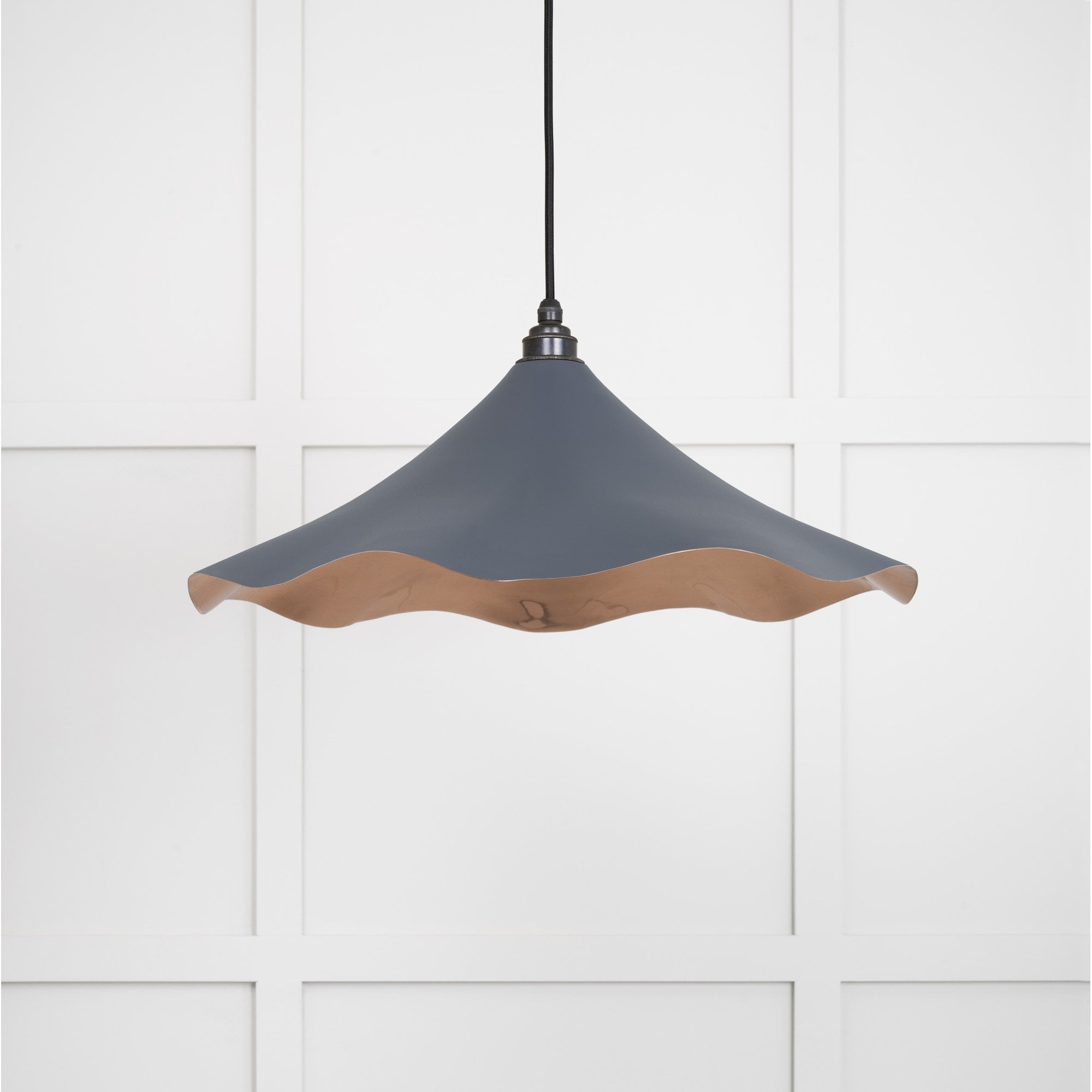 From The Anvil Smooth Copper Flora Pendant - Slate (Mid Grey)