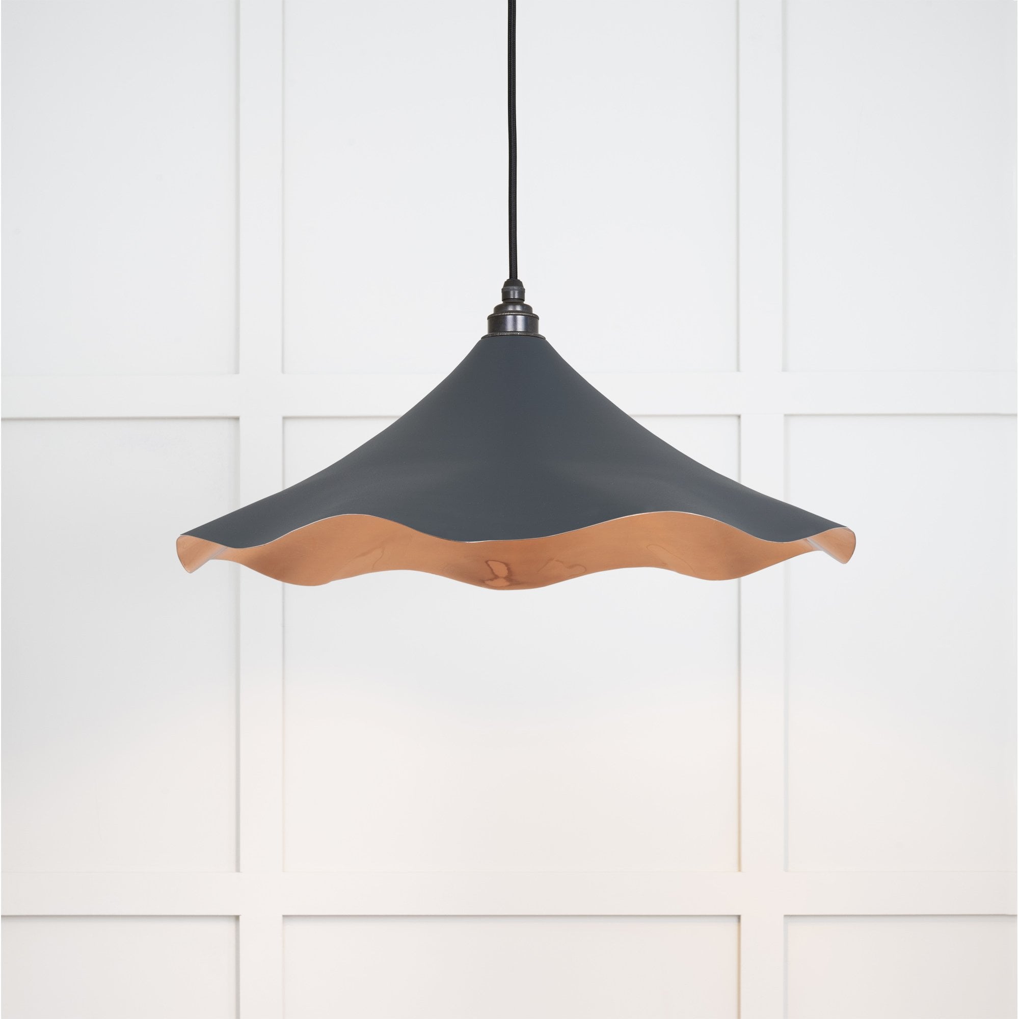 From The Anvil Smooth Copper Flora Pendant - Soot (Dark Grey)