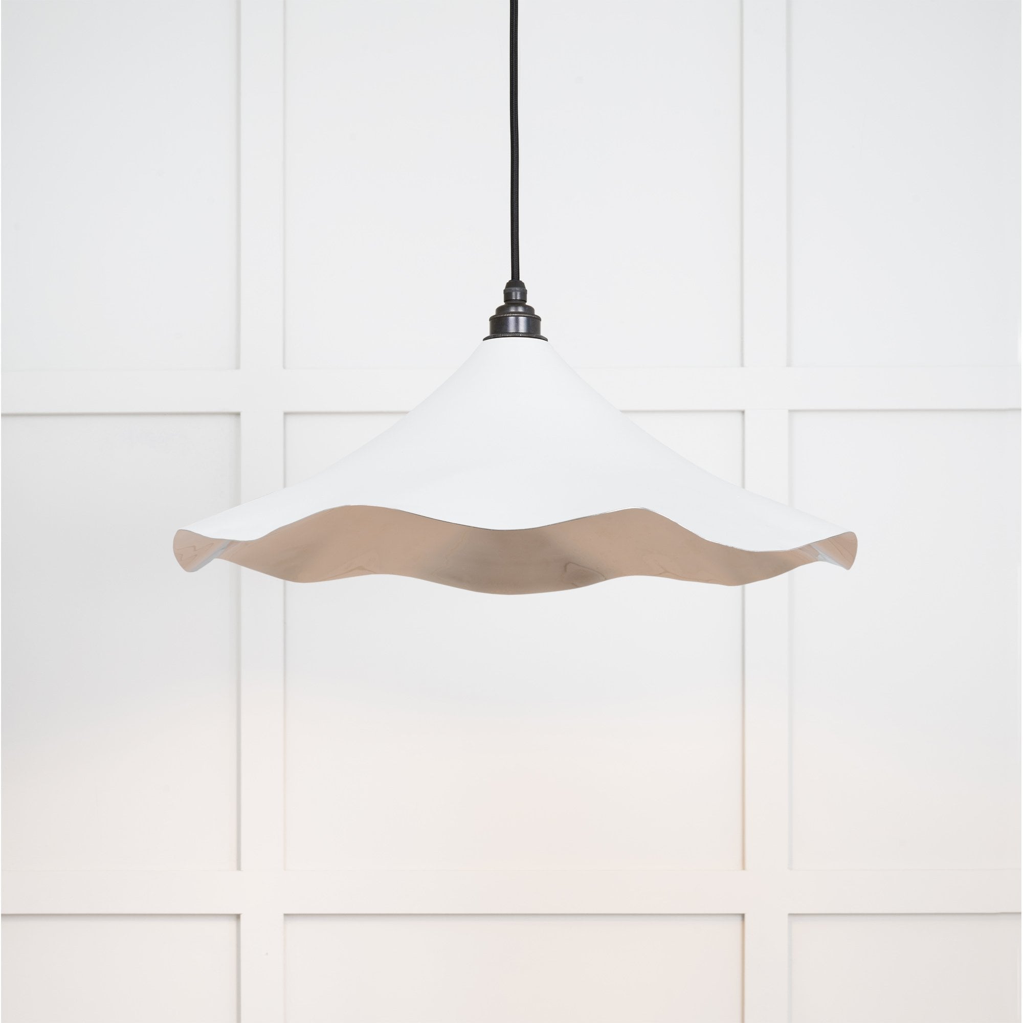 From The Anvil Smooth Nickel Flora Pendant - Flock (Matt White)