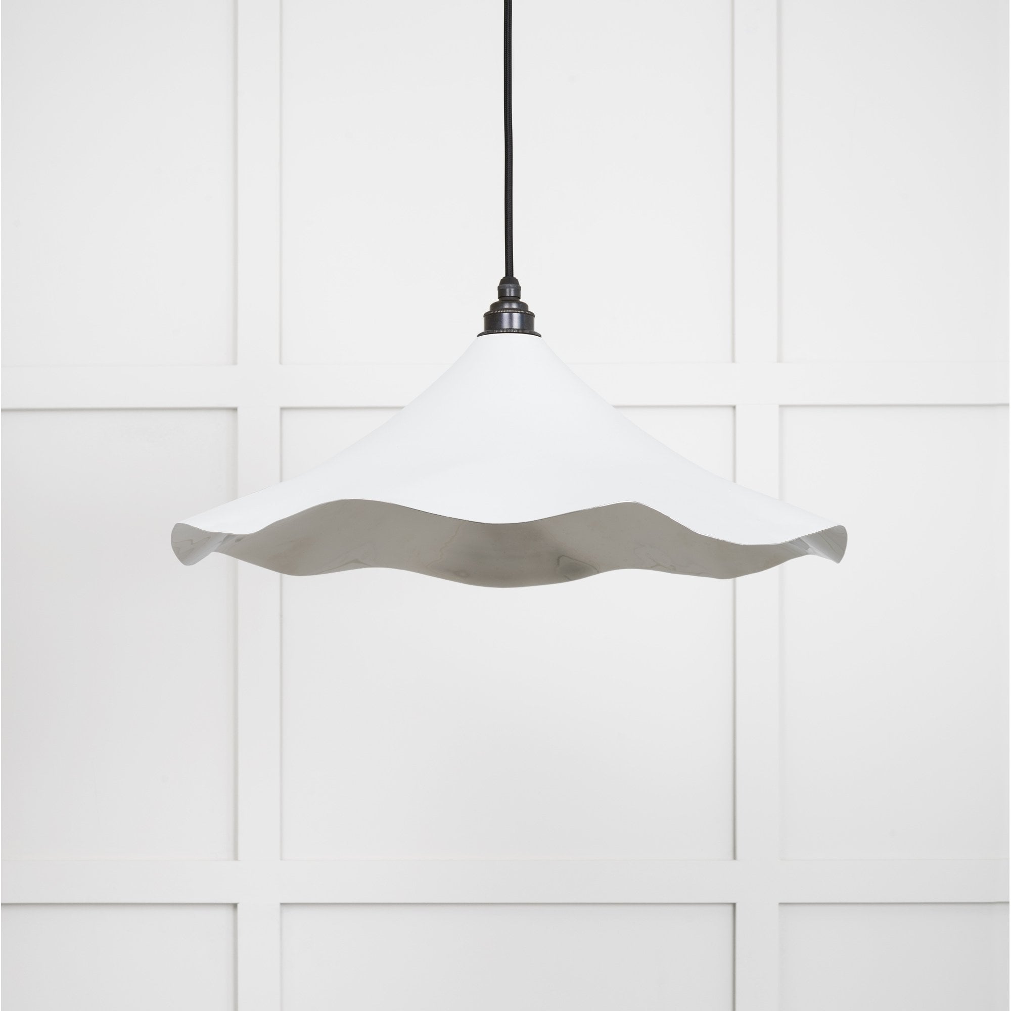 From The Anvil Smooth Nickel Flora Pendant - Flock (Matt White)