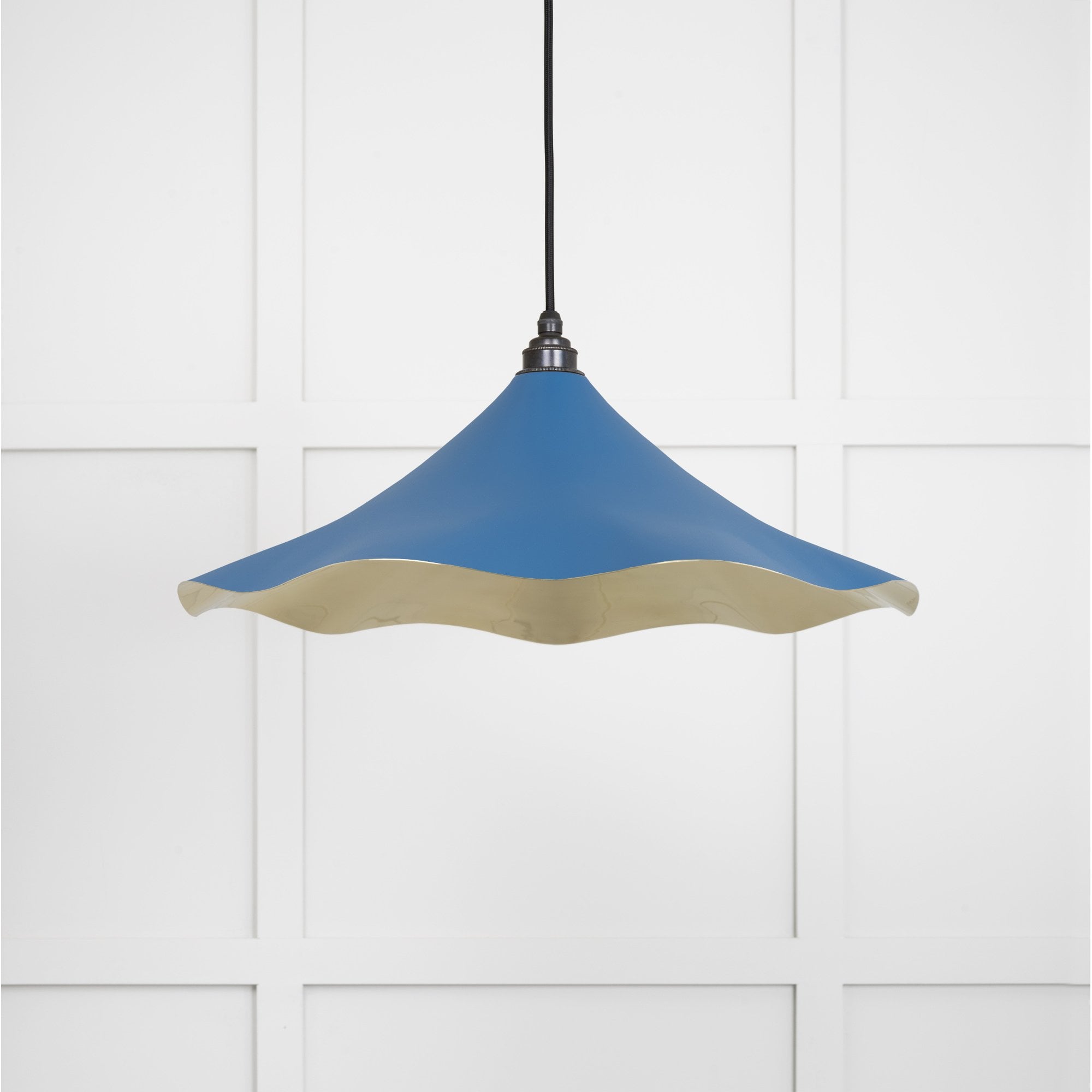 From The Anvil Smooth Brass Flora Pendant - Upstream (Blue)