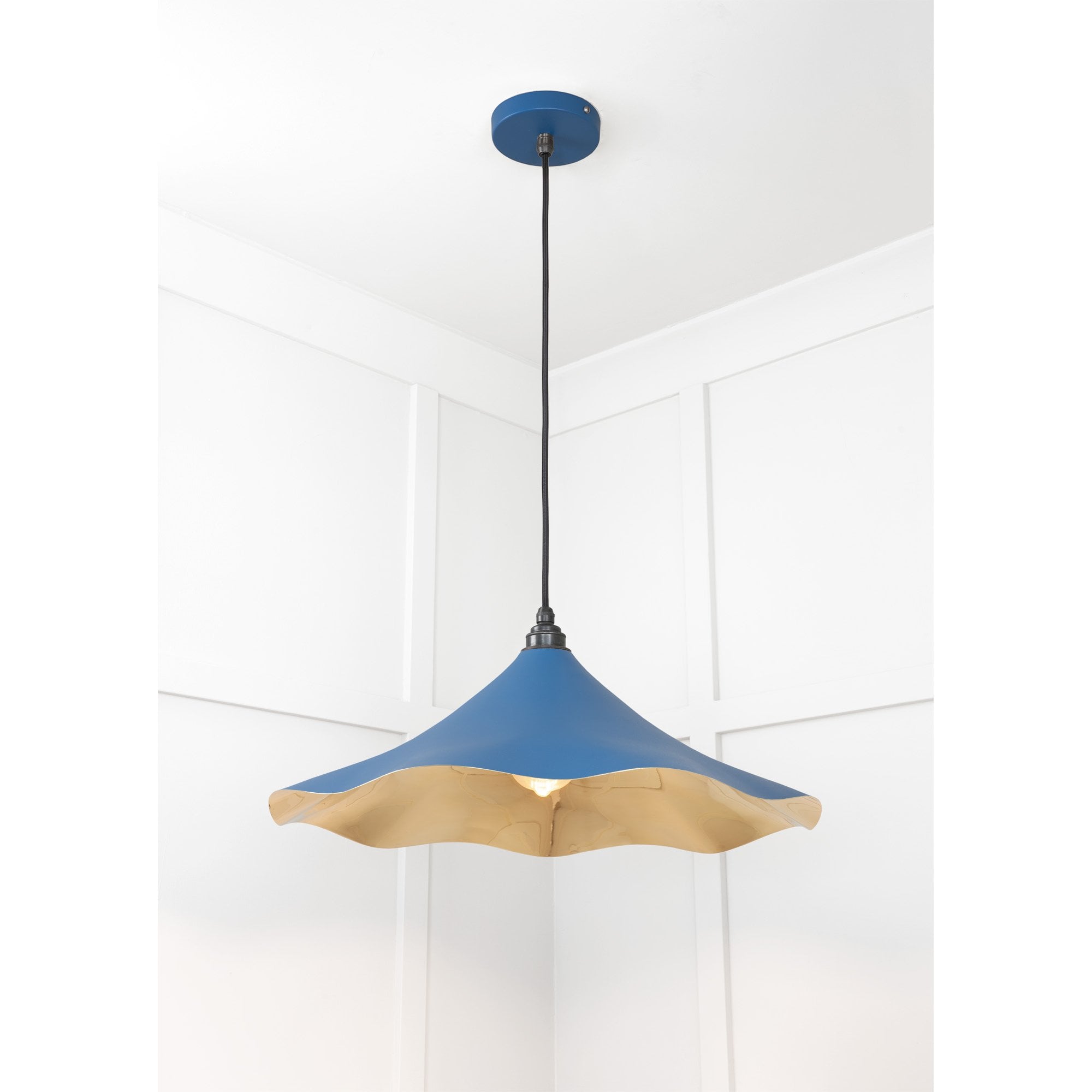 From The Anvil Smooth Brass Flora Pendant - Upstream (Blue)