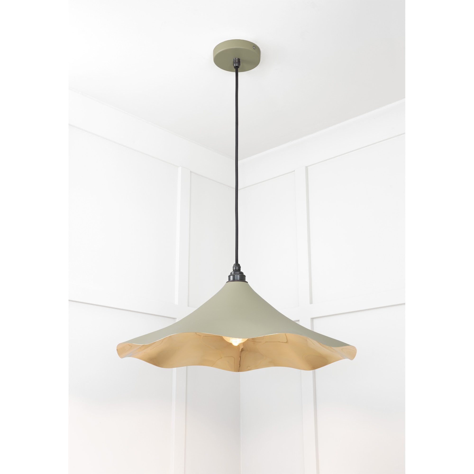 From The Anvil Smooth Brass Flora Pendant - Tump (Pale Green)
