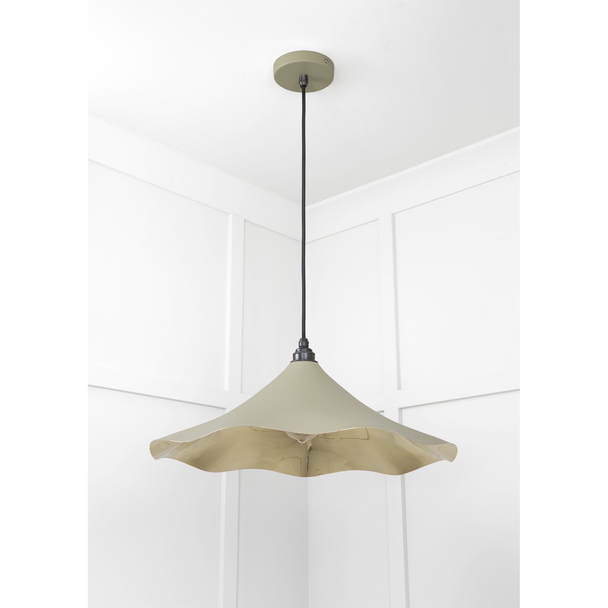 From The Anvil Smooth Brass Flora Pendant - Tump (Pale Green)
