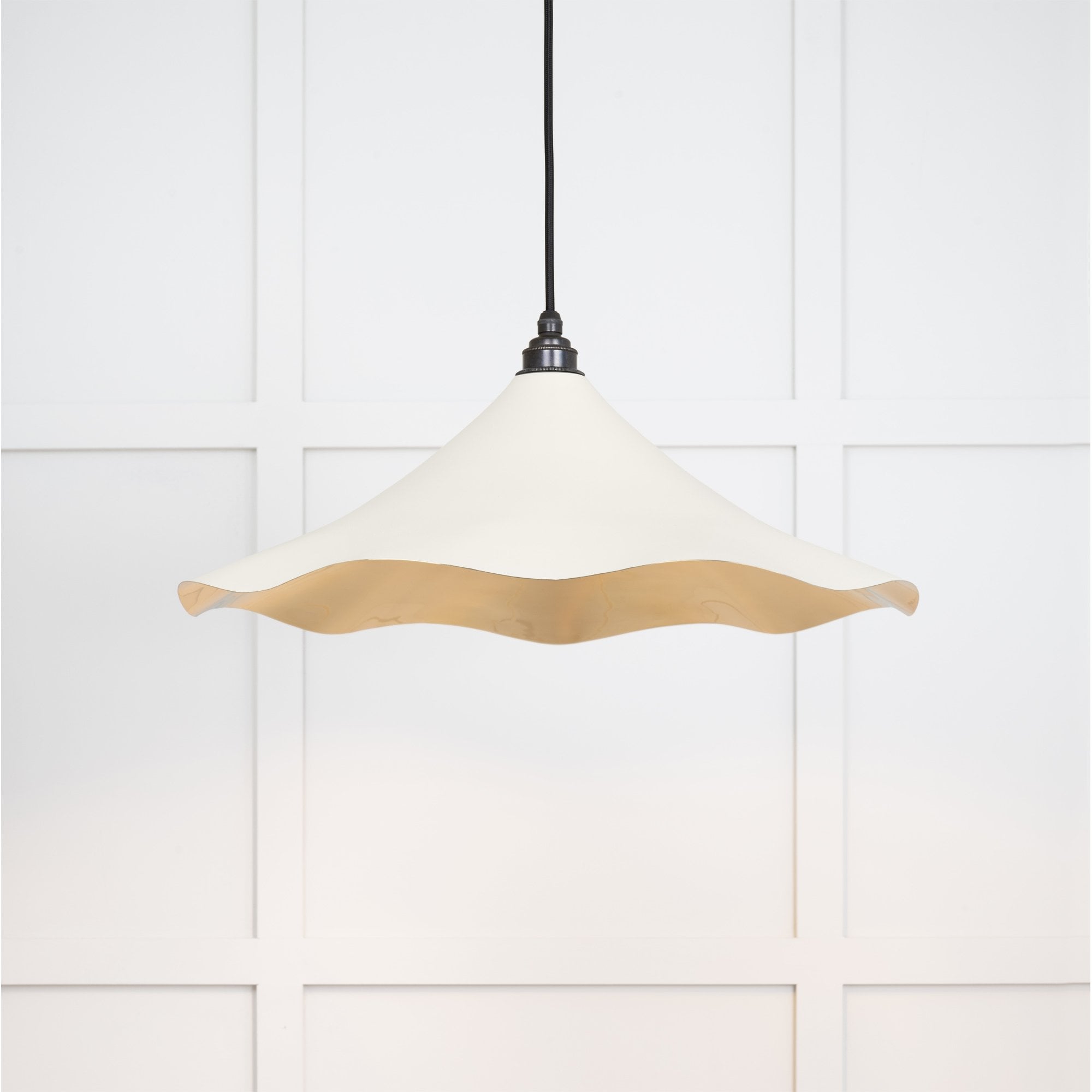 From The Anvil Smooth Brass Flora Pendant - Teasel (Off White/Cream)