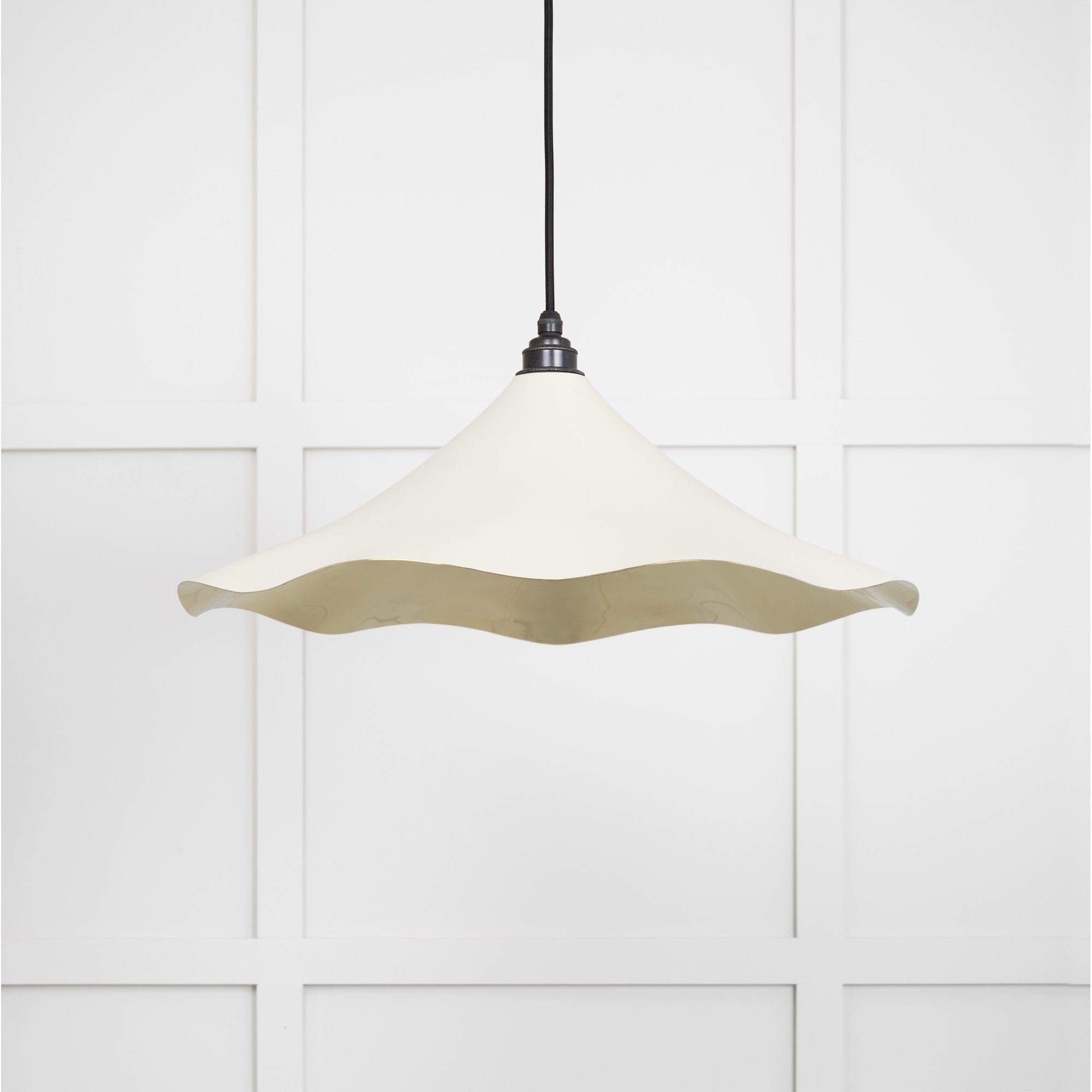 From The Anvil Smooth Brass Flora Pendant - Teasel (Off White/Cream)
