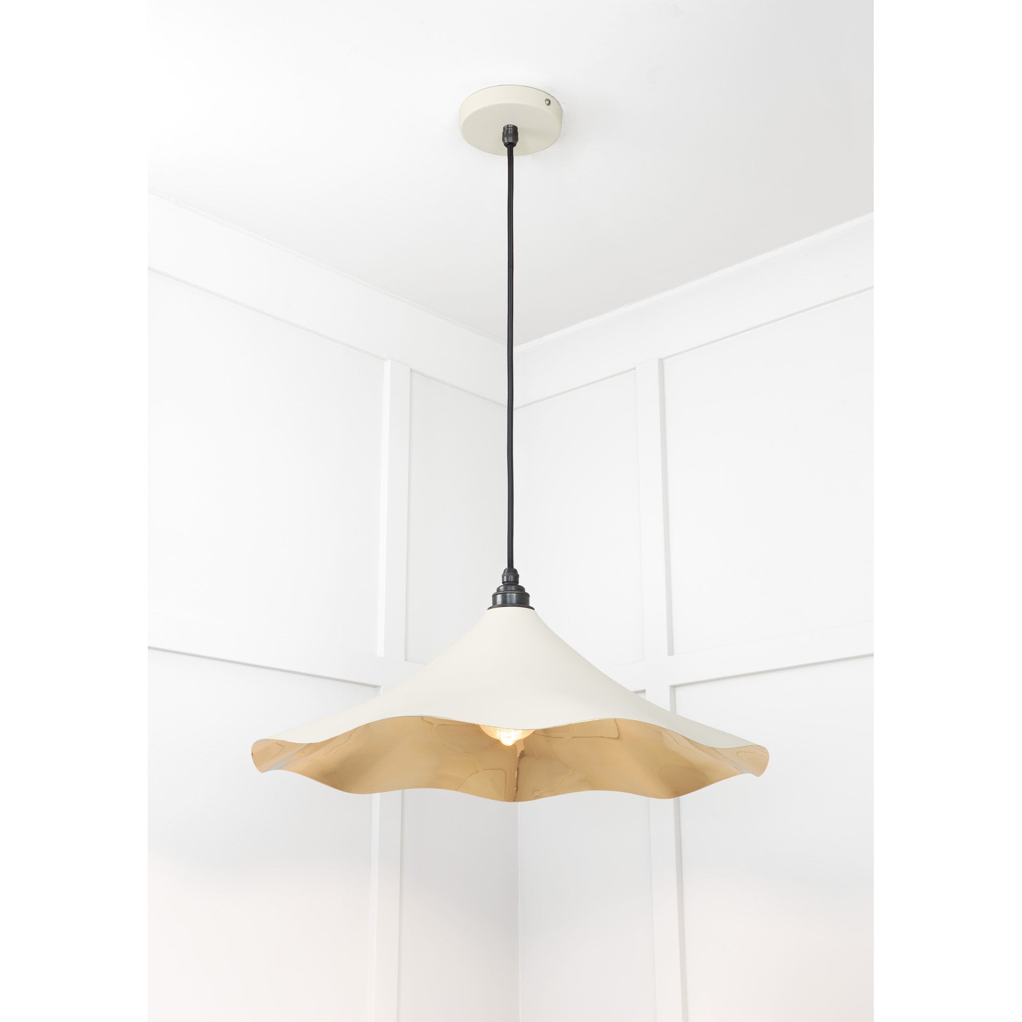 From The Anvil Smooth Brass Flora Pendant - Teasel (Off White/Cream)