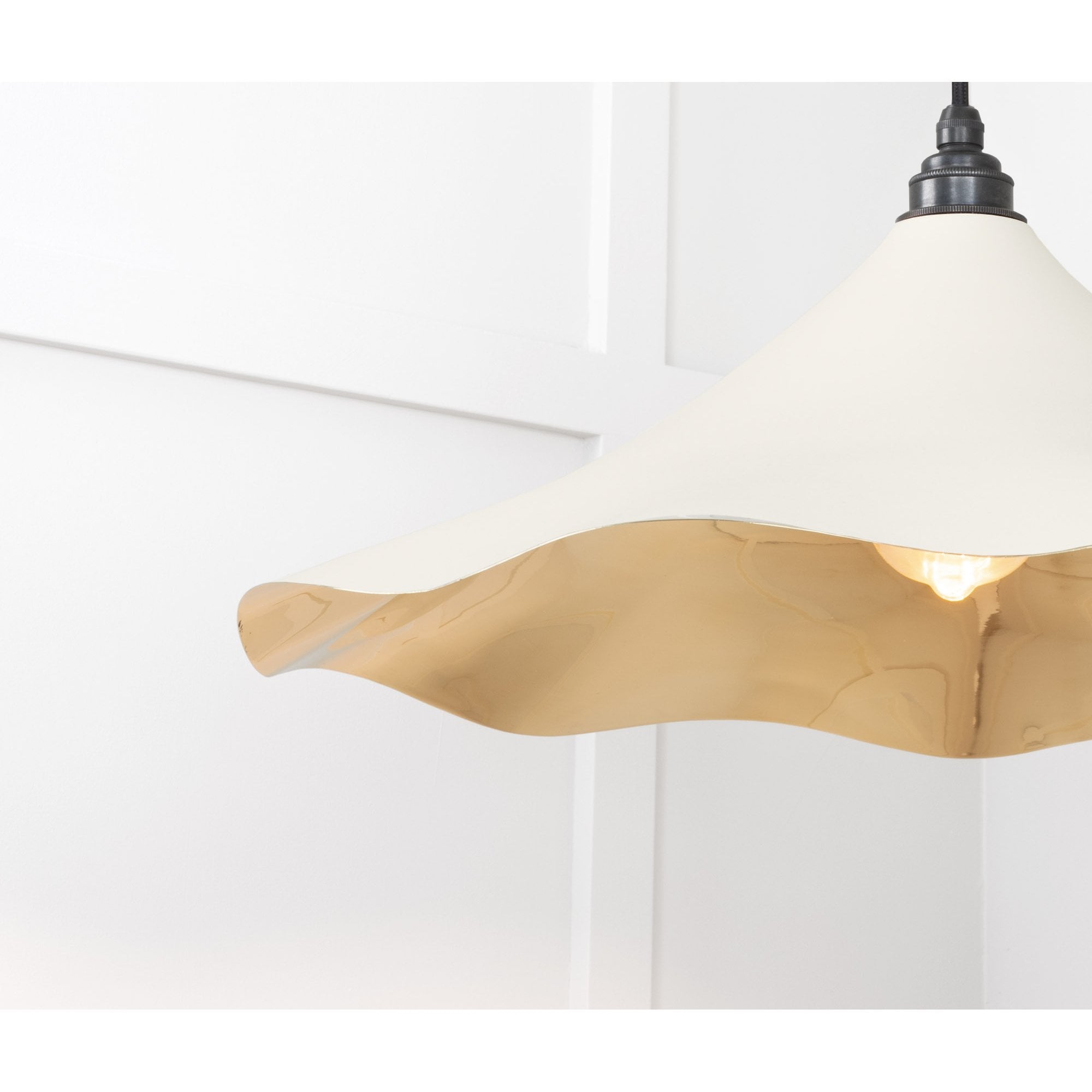 From The Anvil Smooth Brass Flora Pendant - Teasel (Off White/Cream)