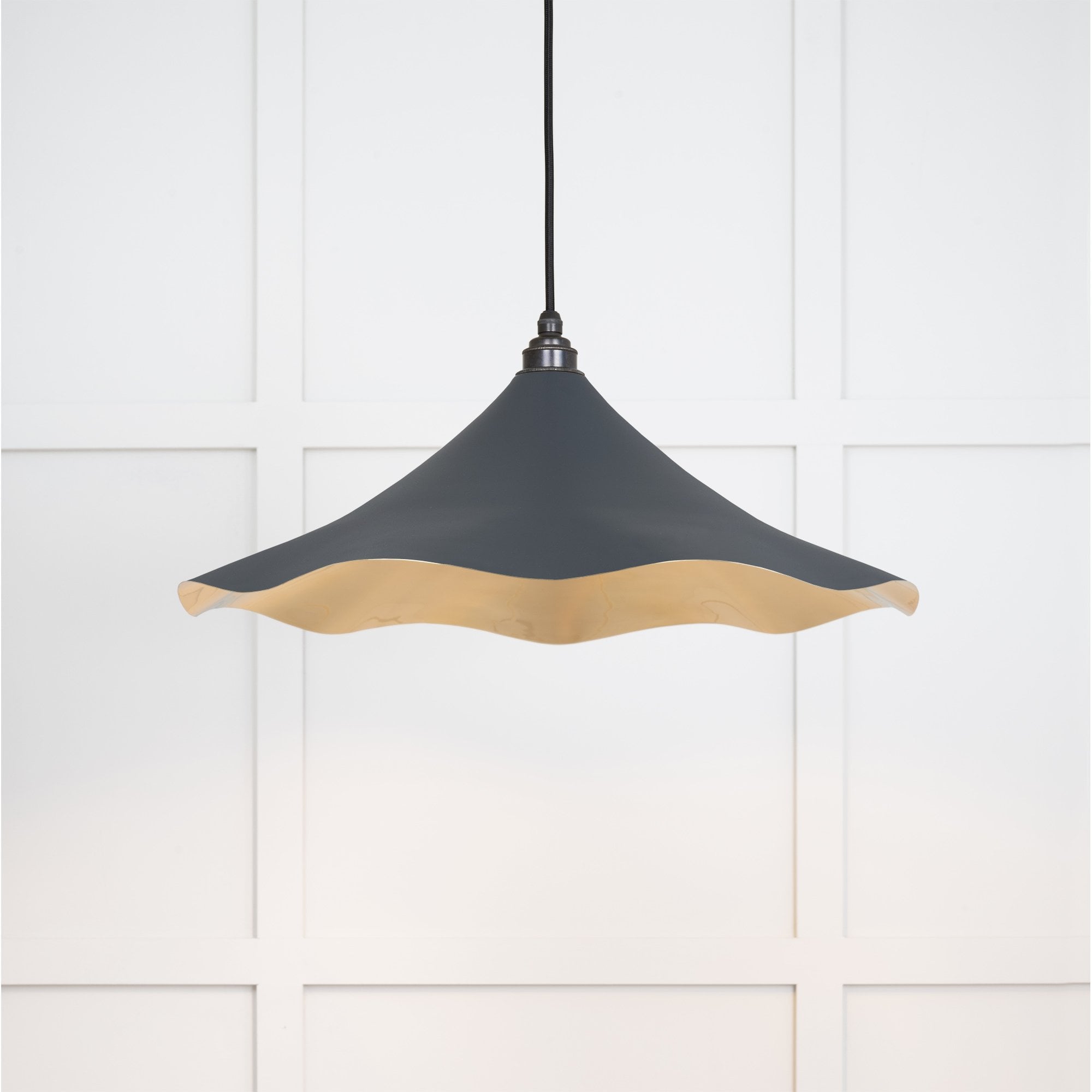 From The Anvil Smooth Brass Flora Pendant - Soot (Dark Grey)