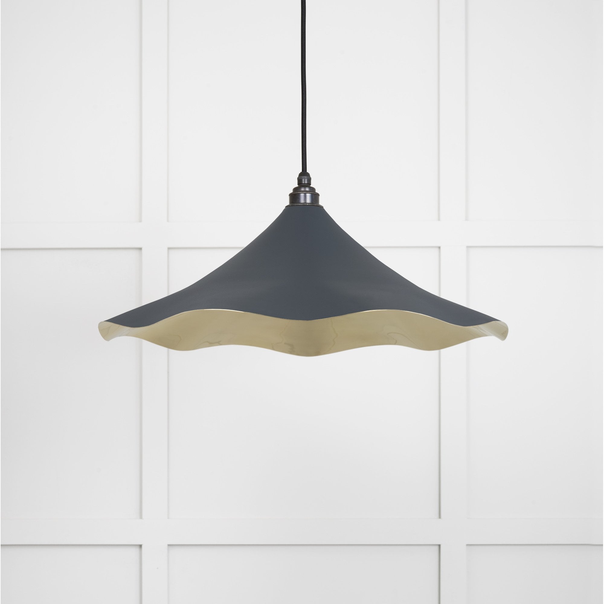 From The Anvil Smooth Brass Flora Pendant - Soot (Dark Grey)