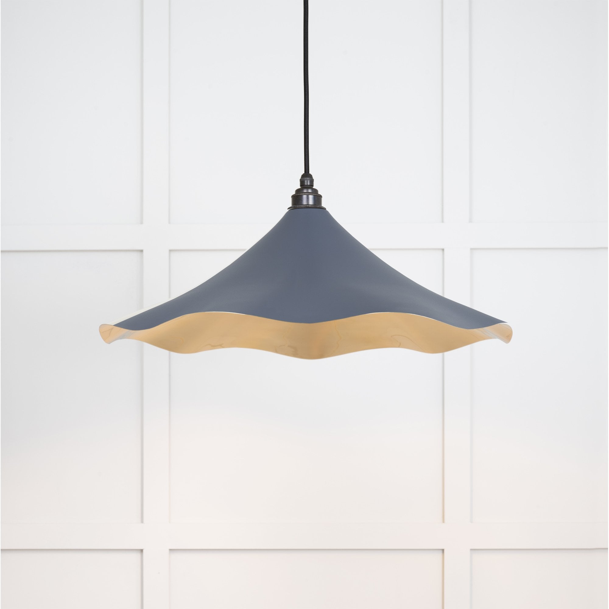 From The Anvil Smooth Brass Flora Pendant - Slate (Mid Grey)