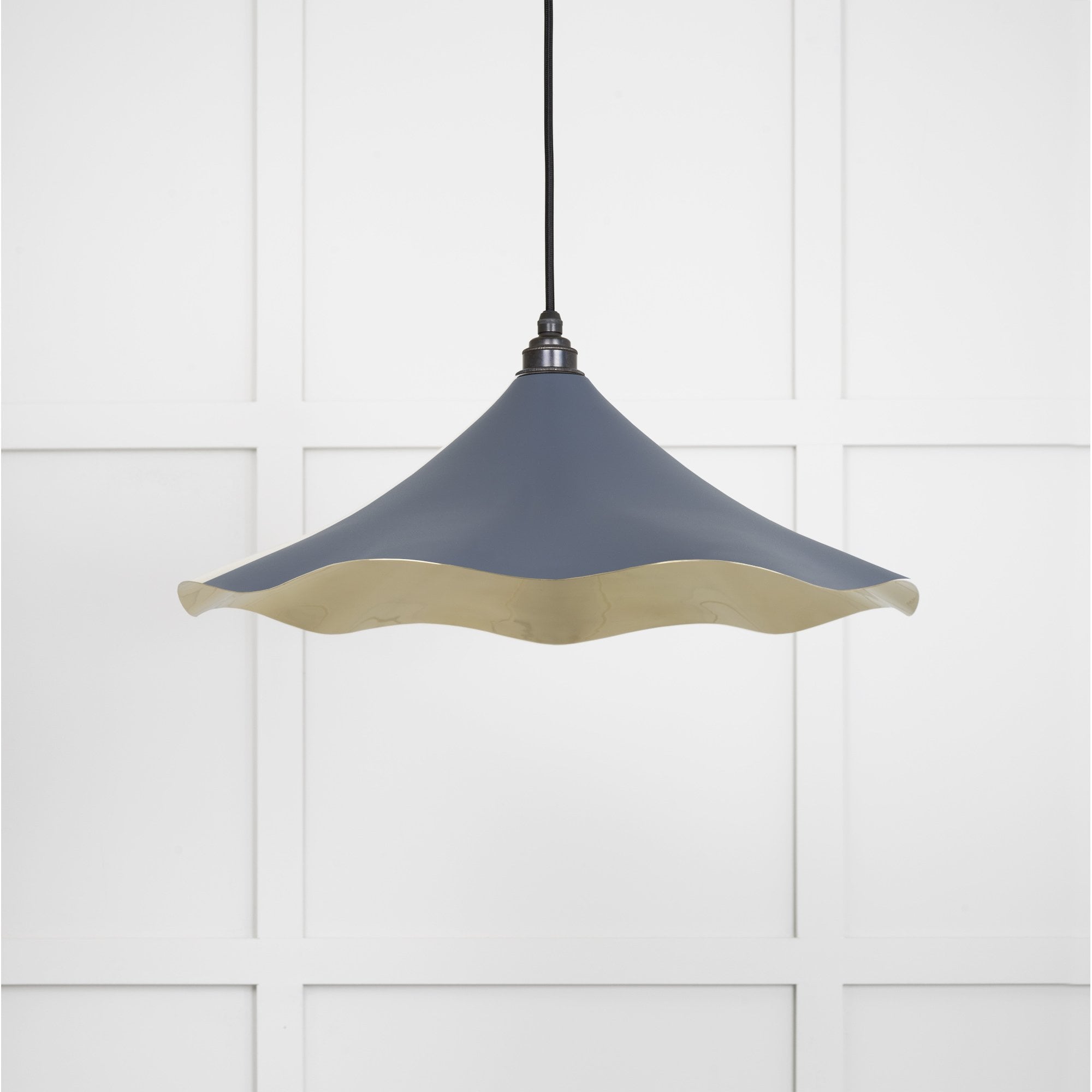 From The Anvil Smooth Brass Flora Pendant - Slate (Mid Grey)