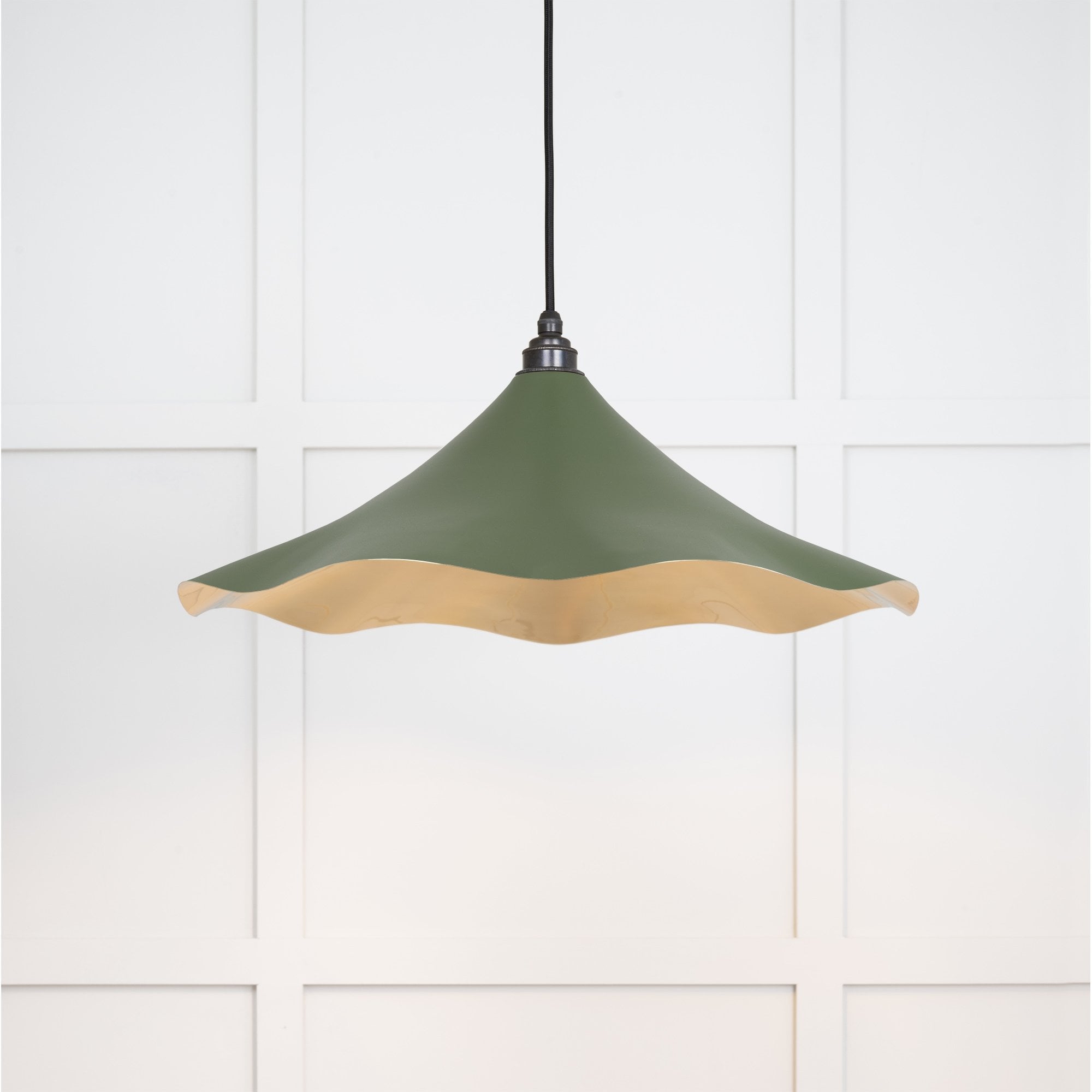 From The Anvil Smooth Brass Flora Pendant - Heath (Earthy Green)