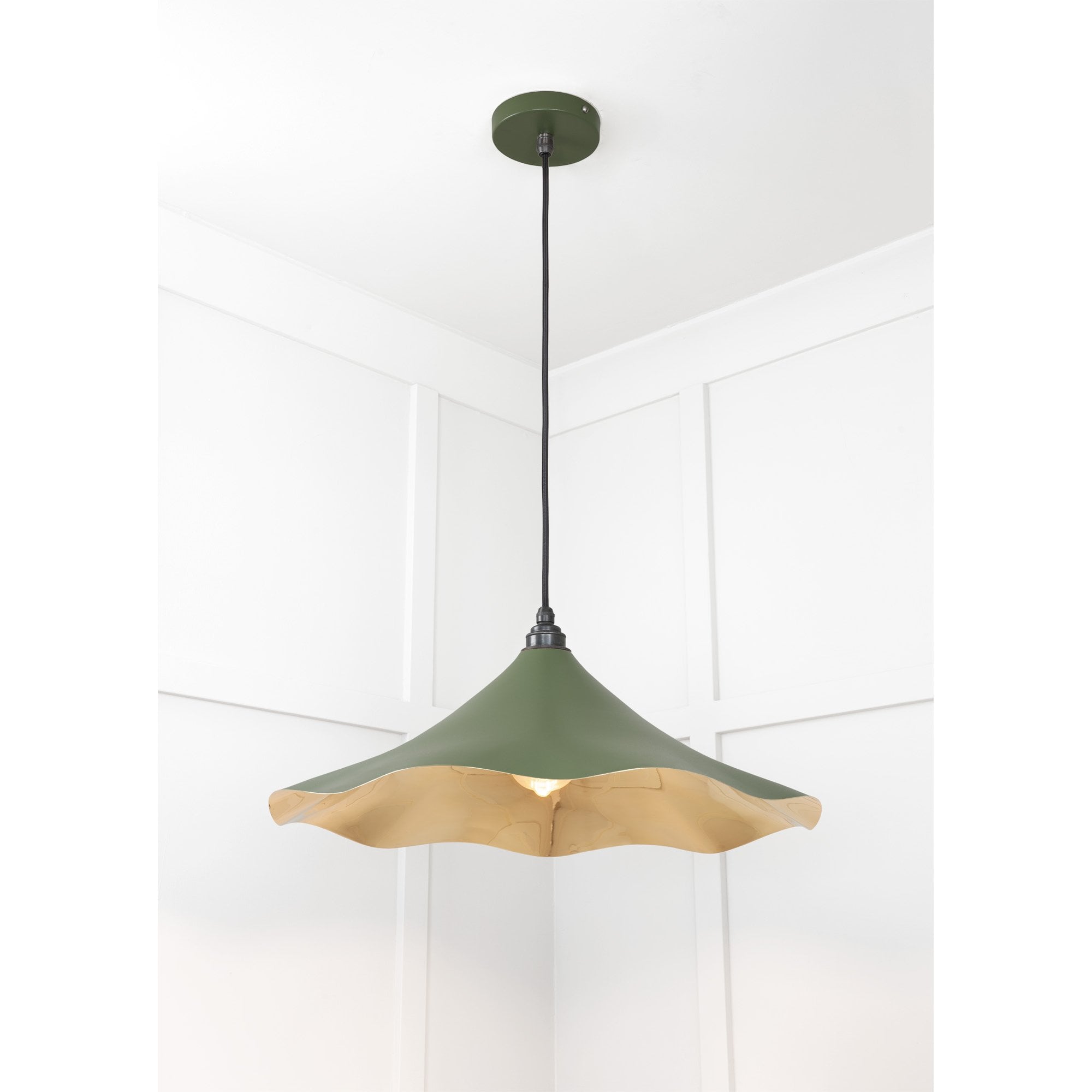 From The Anvil Smooth Brass Flora Pendant - Heath (Earthy Green)