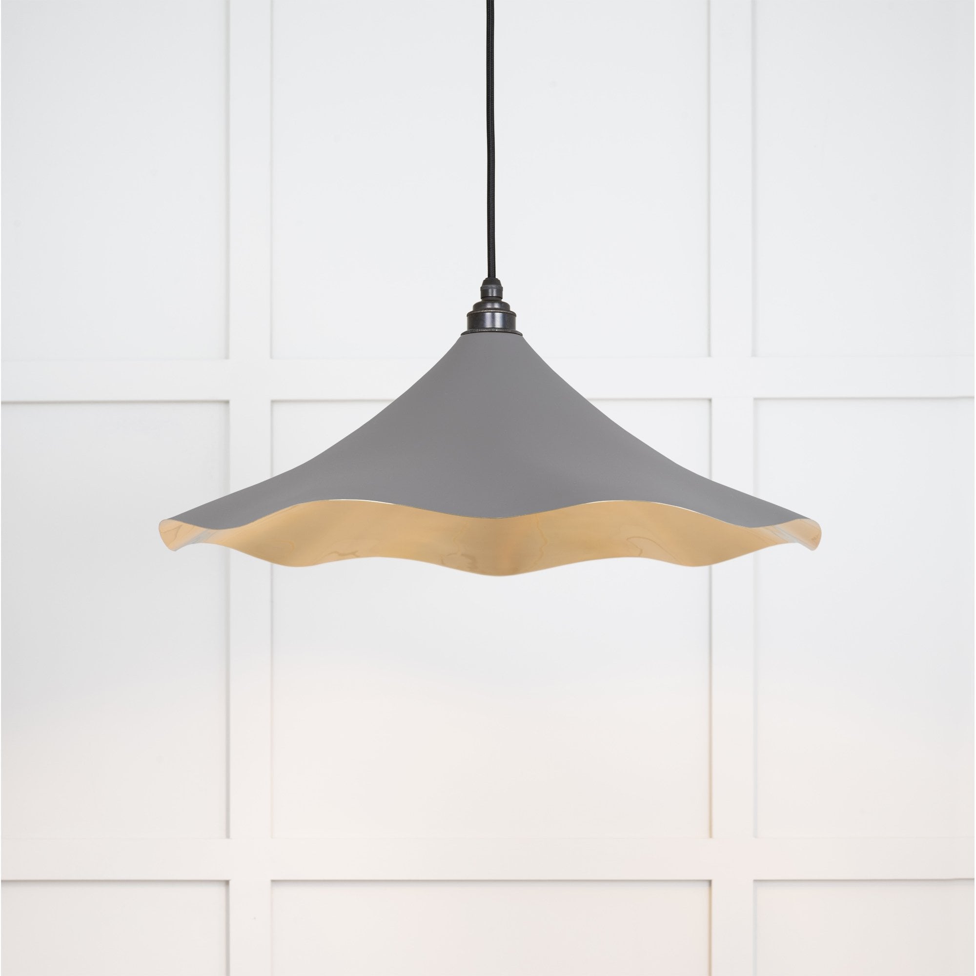 From The Anvil Smooth Brass Flora Pendant - Bluff (Warm Grey)