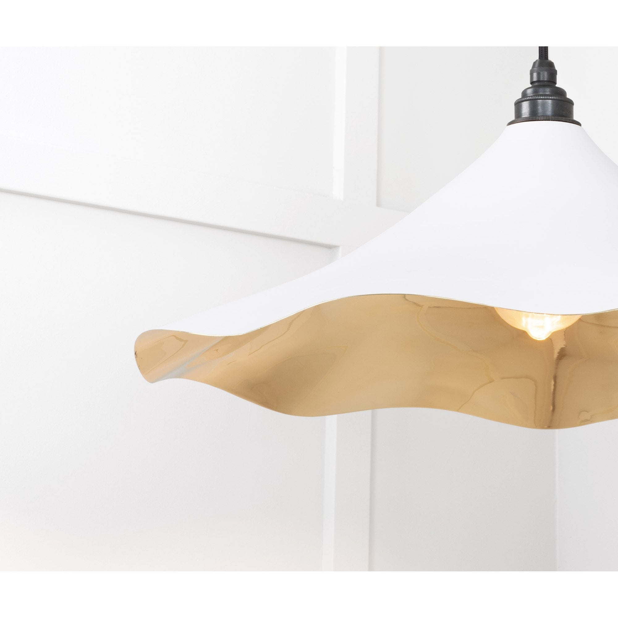From The Anvil Smooth Brass Flora Pendant - Flock (Matt White)