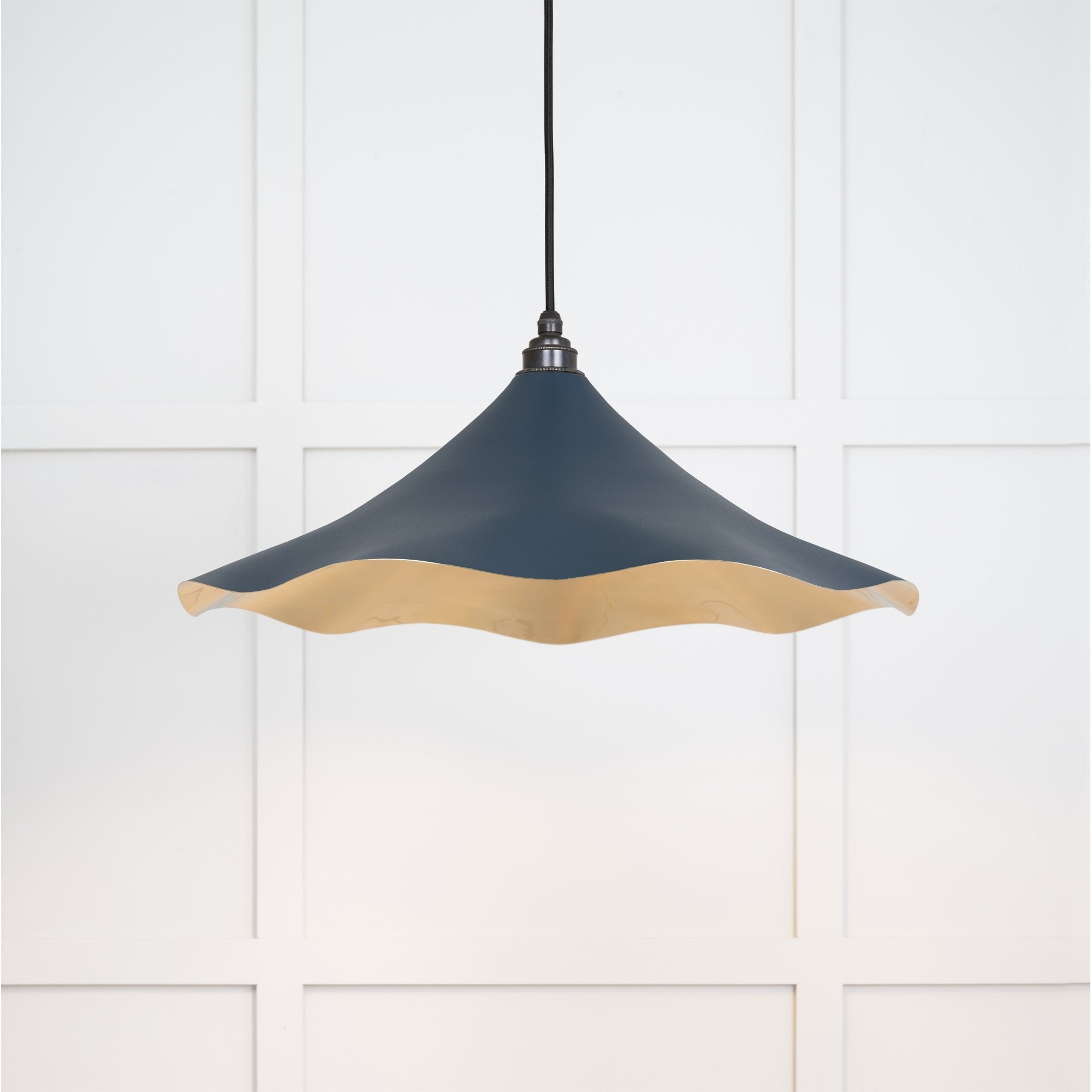 From The Anvil Smooth Brass Flora Pendant - Dusk (Dark Blue/Grey)