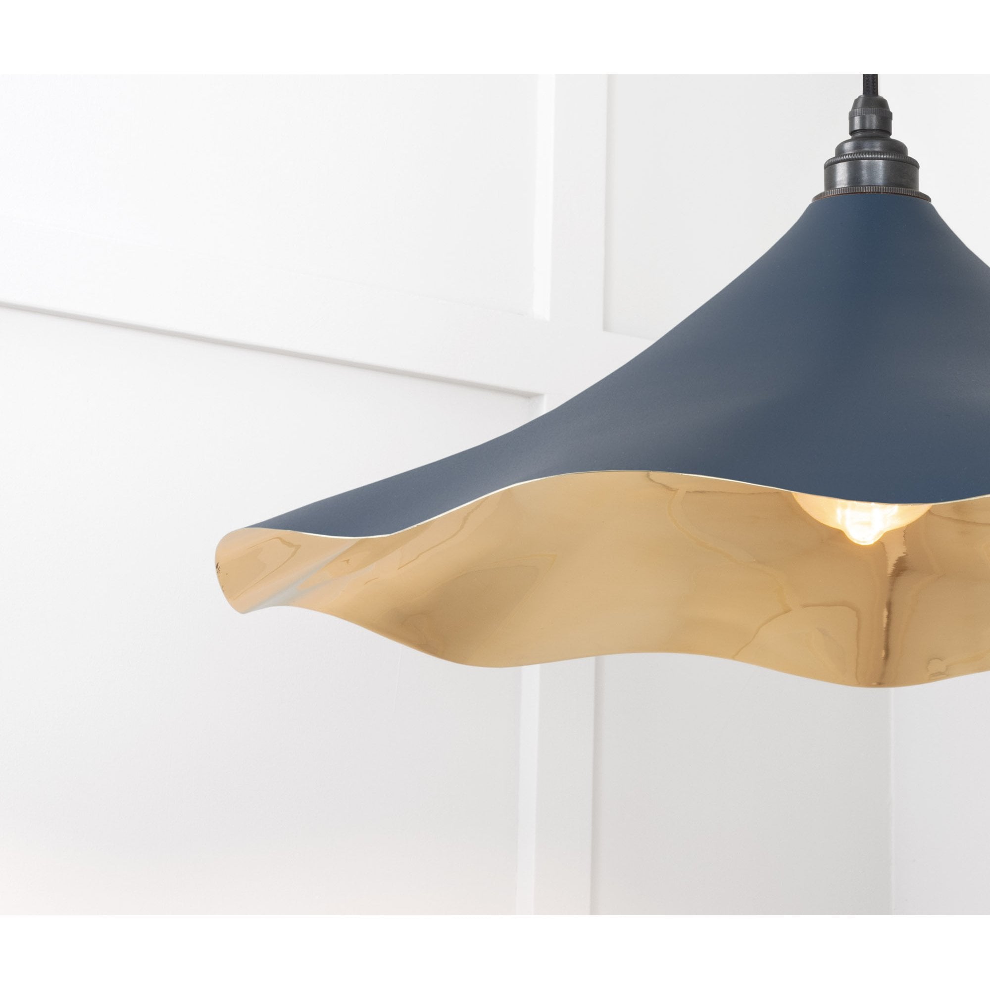 From The Anvil Smooth Brass Flora Pendant - Dusk (Dark Blue/Grey)