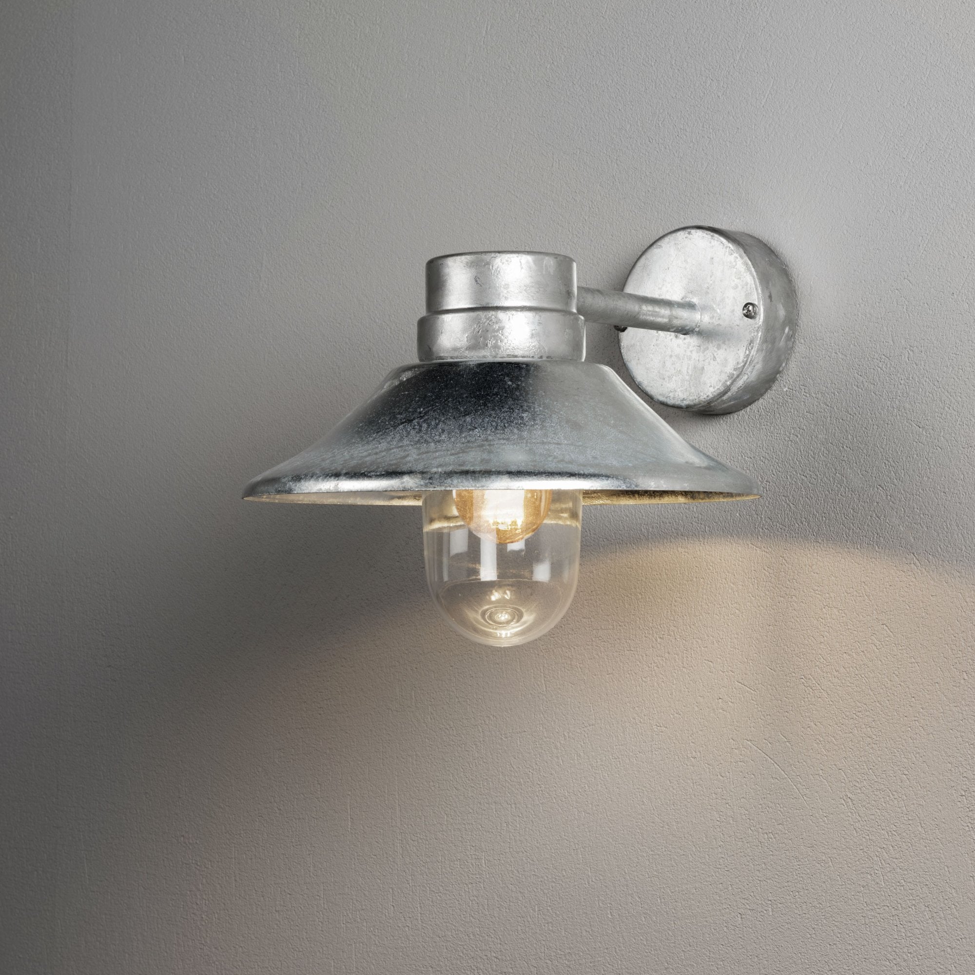 Konstsmide Vega Hooded Wall Light - Galvanised