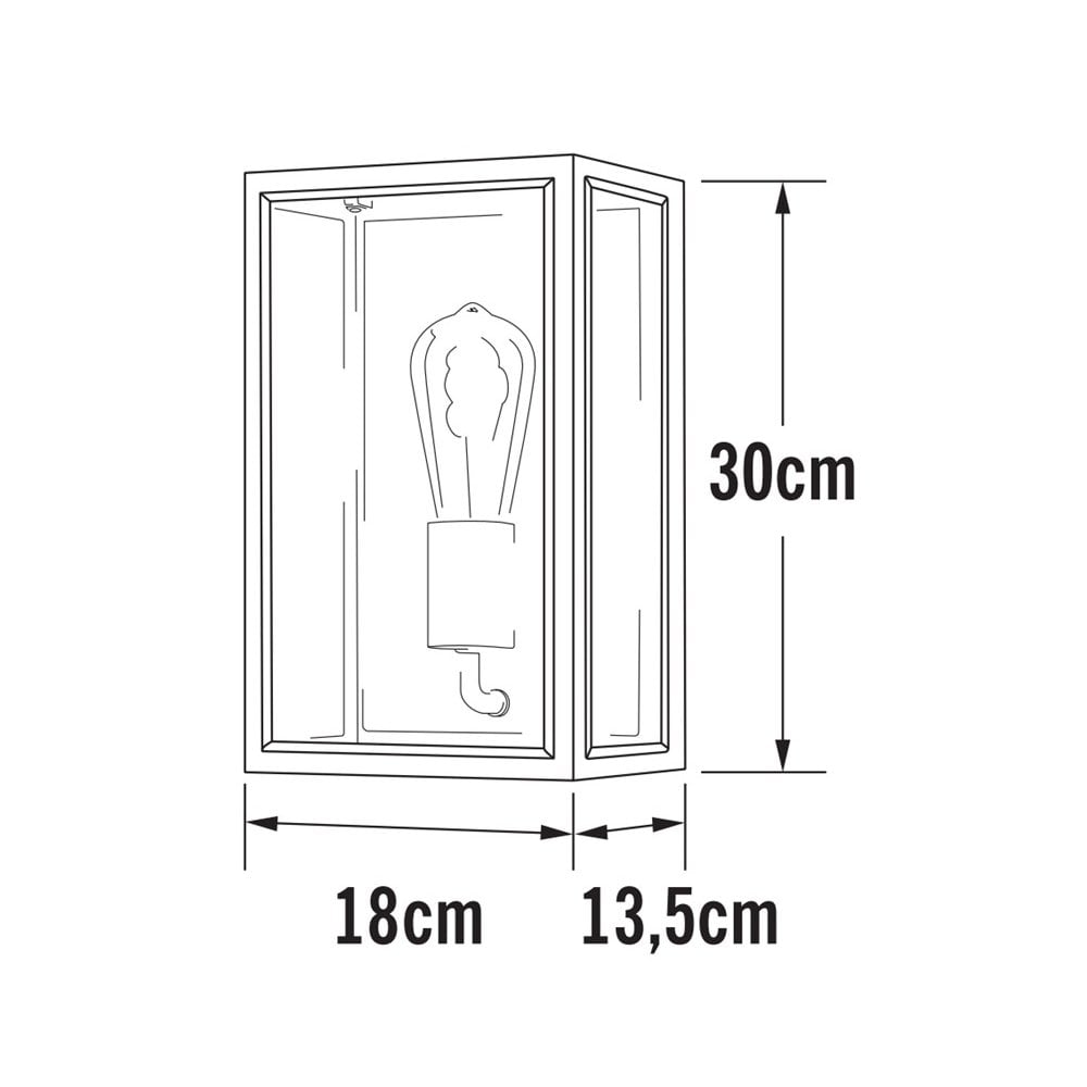 Konstsmide Carpi Medium Half Lantern - Matt Black & Brass