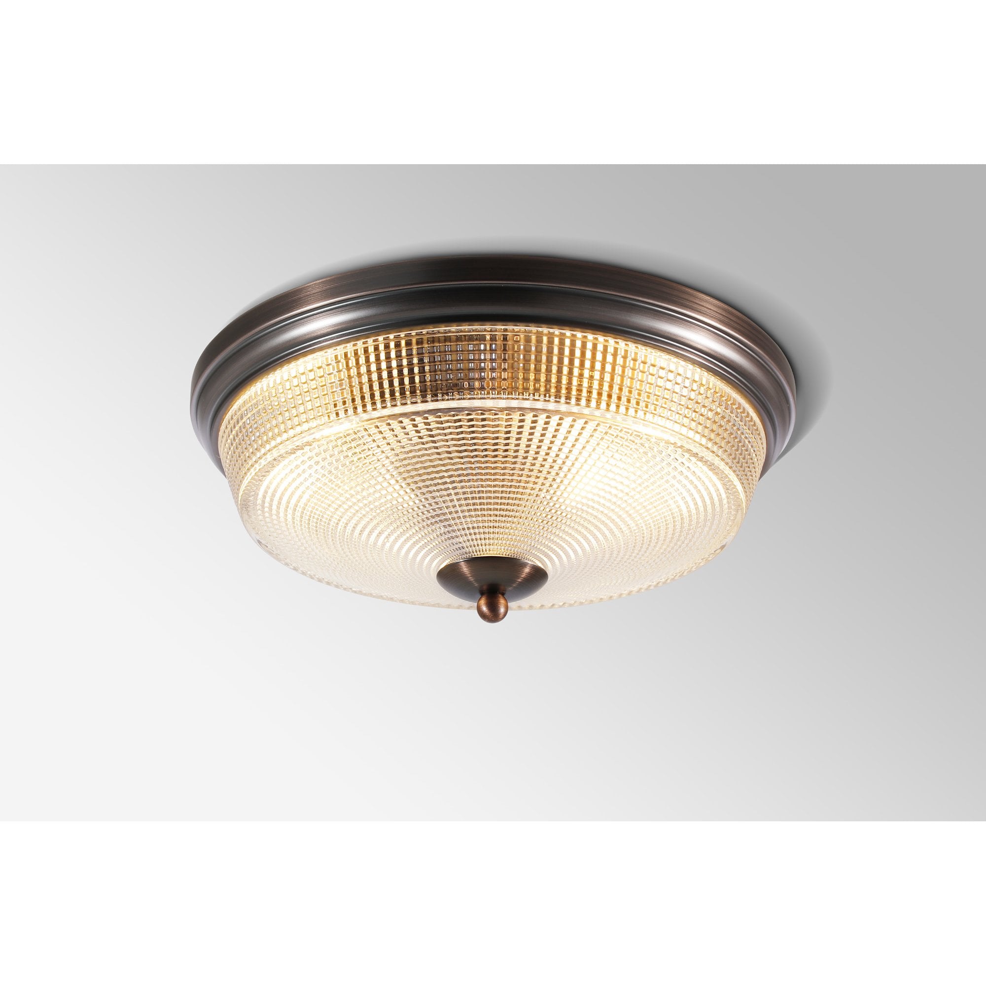Fabula Antlers 2 Light Flush Light - Bronze & Prismatic Glass - IP44