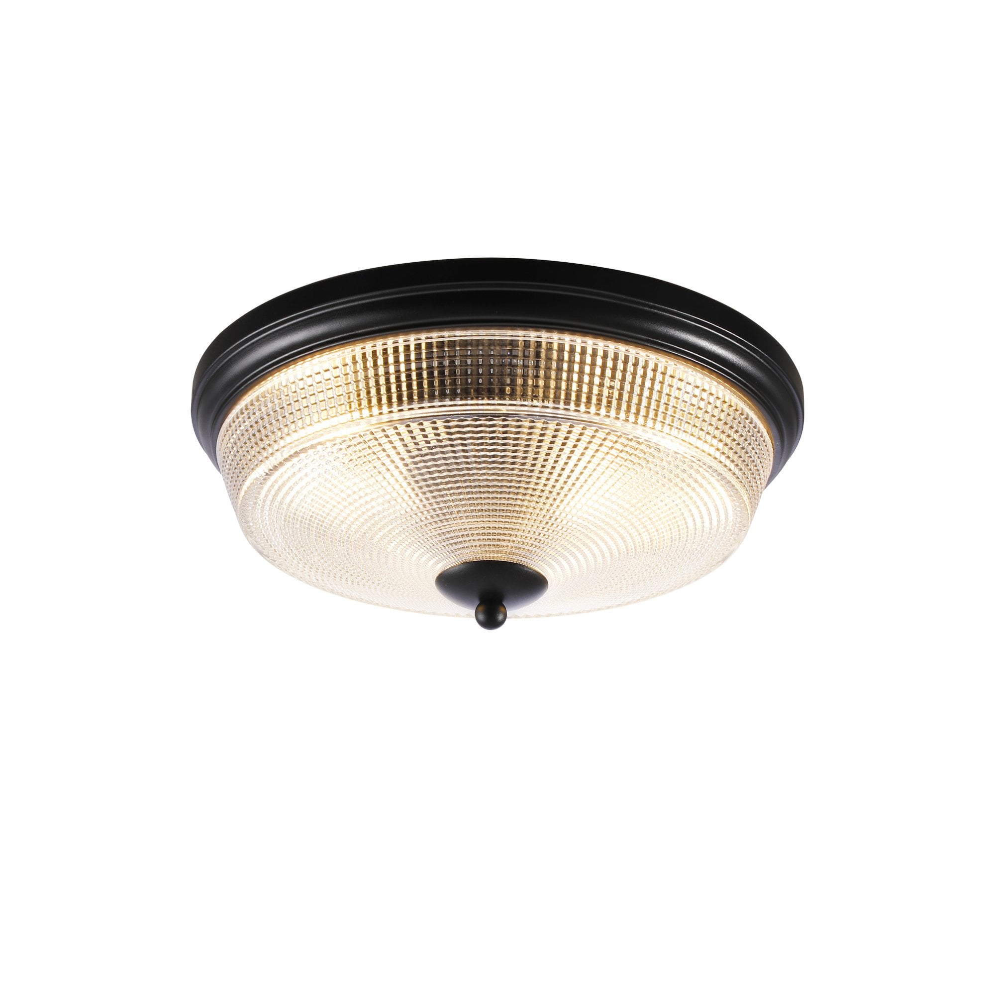 Fabula Antlers 2 Light Flush Light - Satin Black & Prismatic Glass - IP44