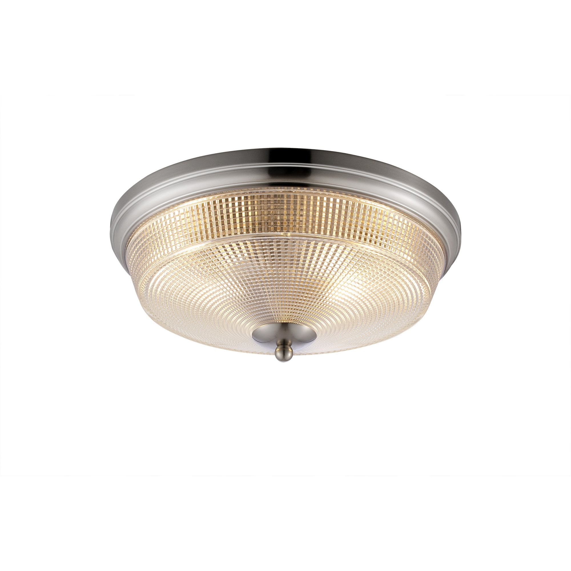Fabula Antlers 2 Light Flush Light - Satin Nickel & Prismatic Glass - IP44