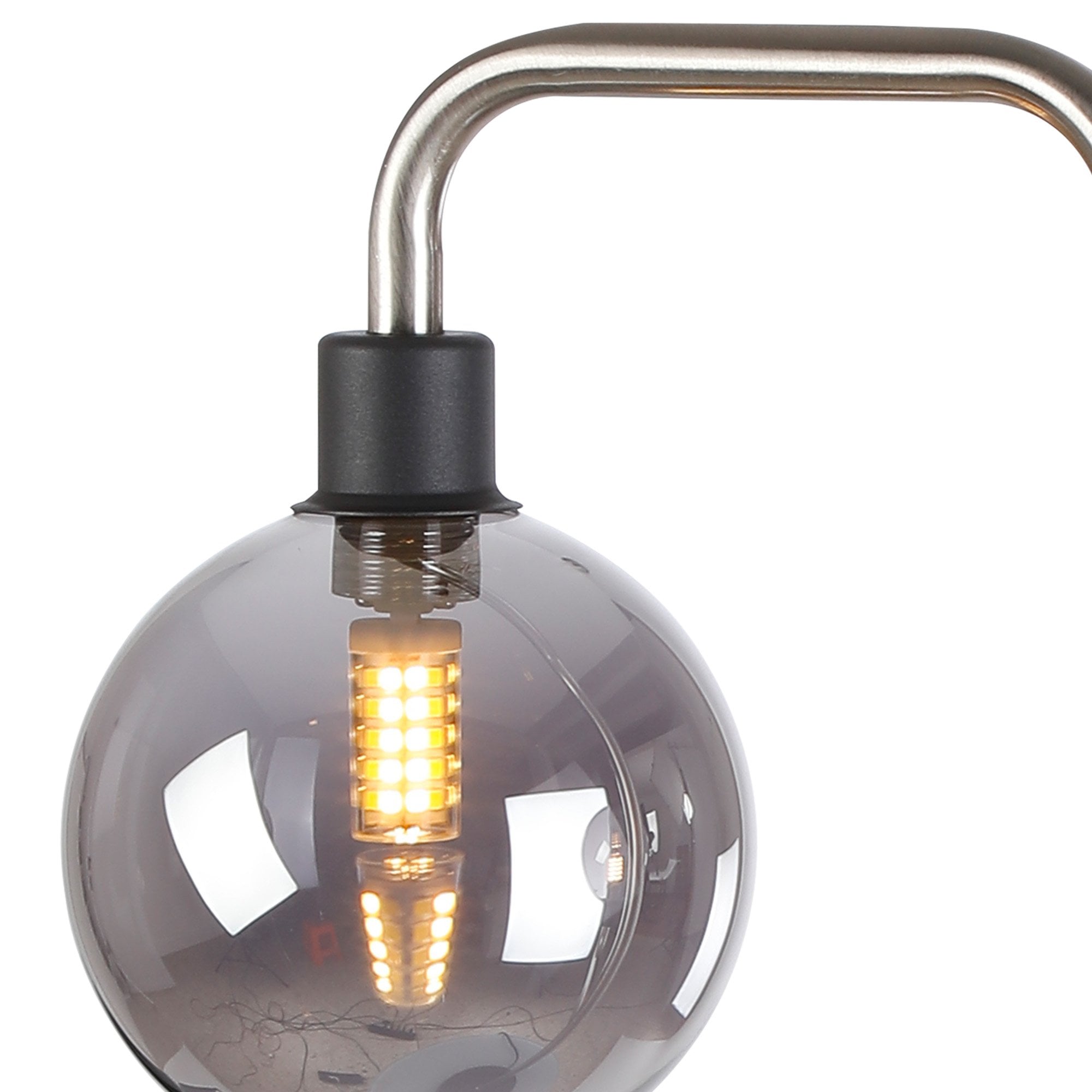 Fabula Appleby 2 Light Table Lamp - Graphite, Satin Nickel & Smoke Glass