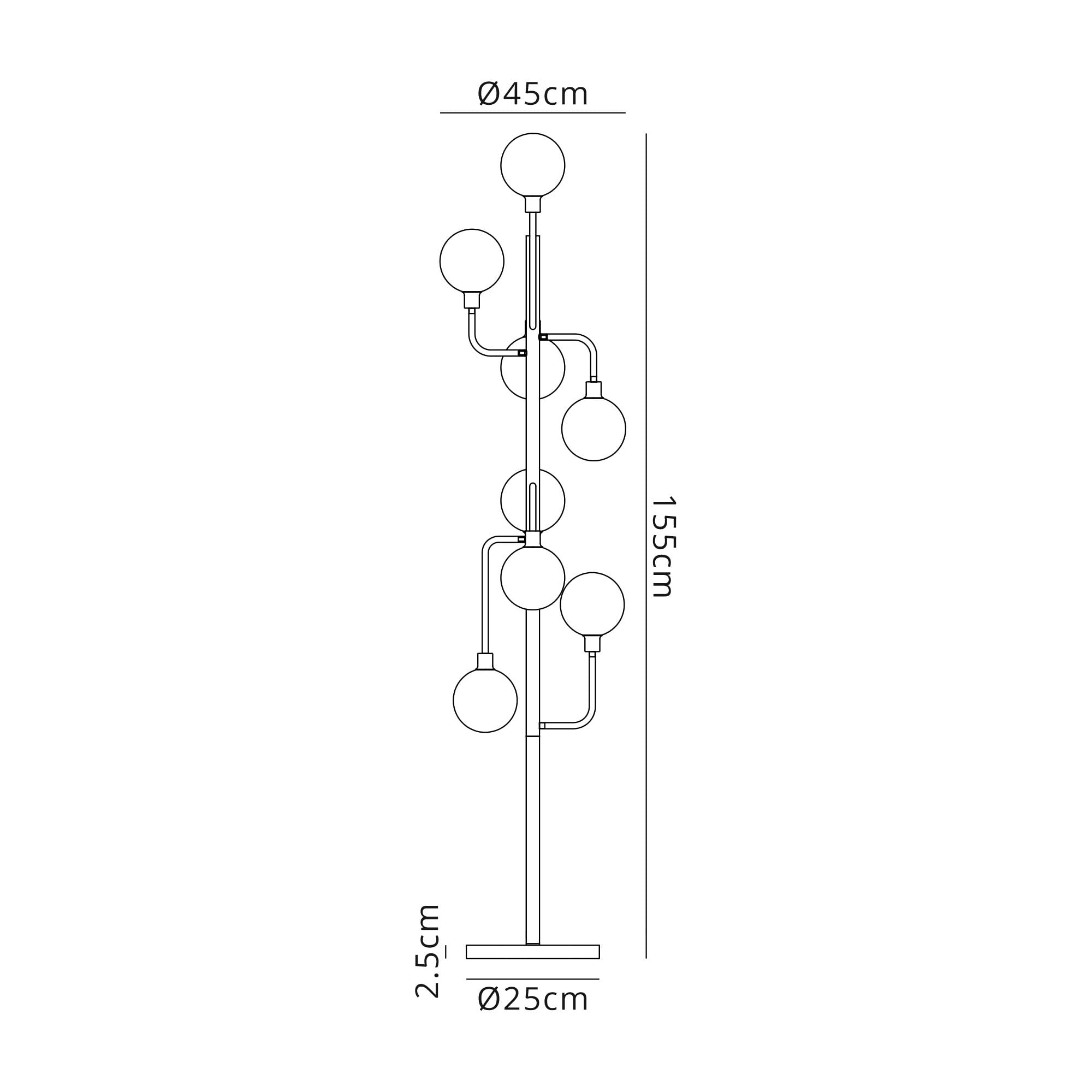 Fabula Appleby 8 Light Floor Lamp - Graphite, Satin Nickel & Smoke Glass