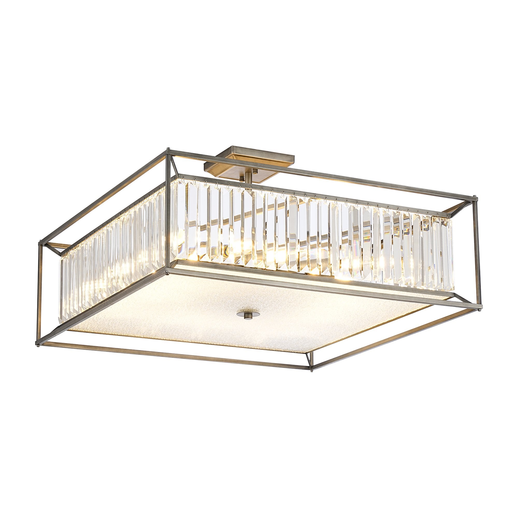 Fabula Arabia 12 Light Fixed Pendant/Semi-Flush Light - Pewter, Clear & Grain Glass