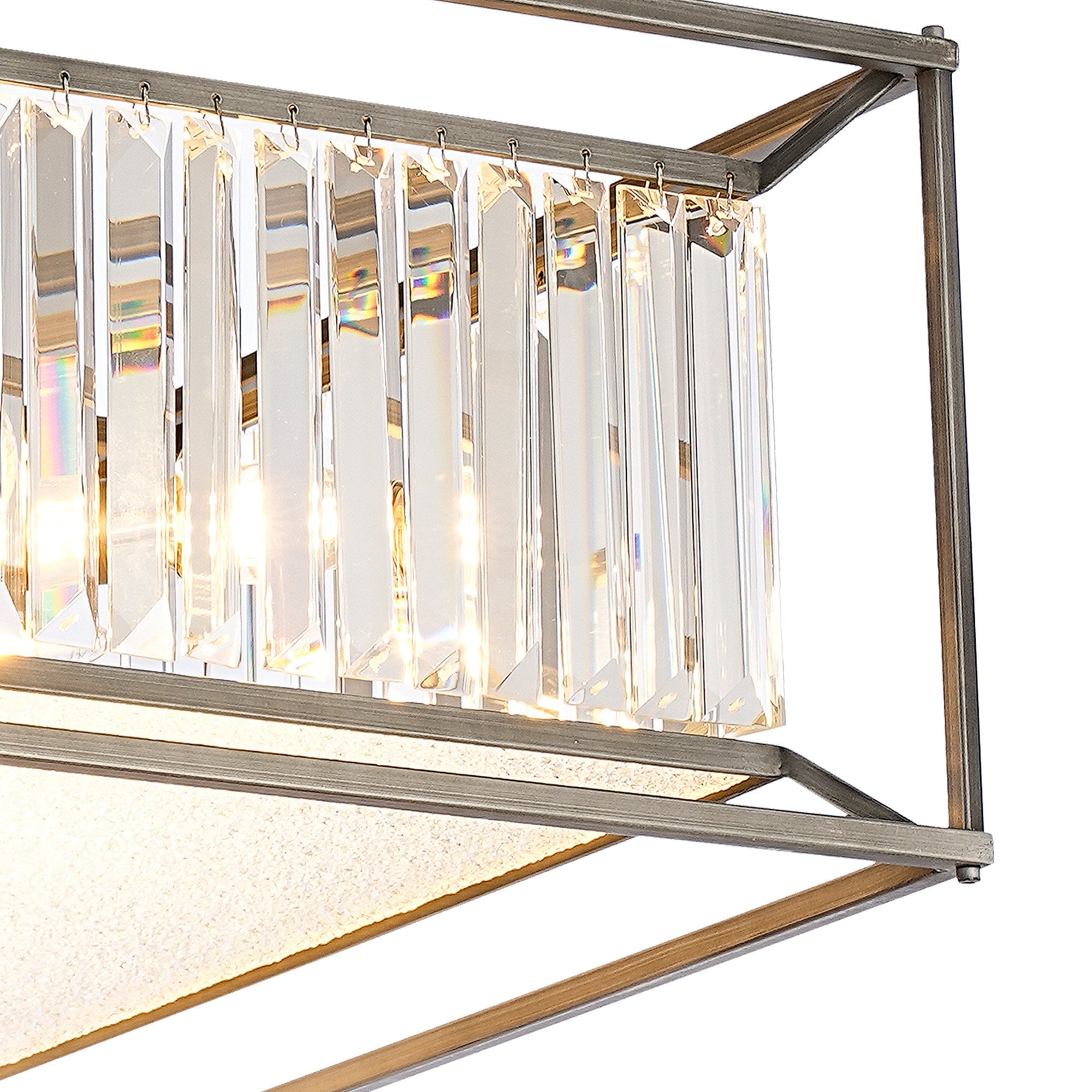 Fabula Arabia 12 Light Fixed Pendant/Semi-Flush Light - Pewter, Clear & Grain Glass