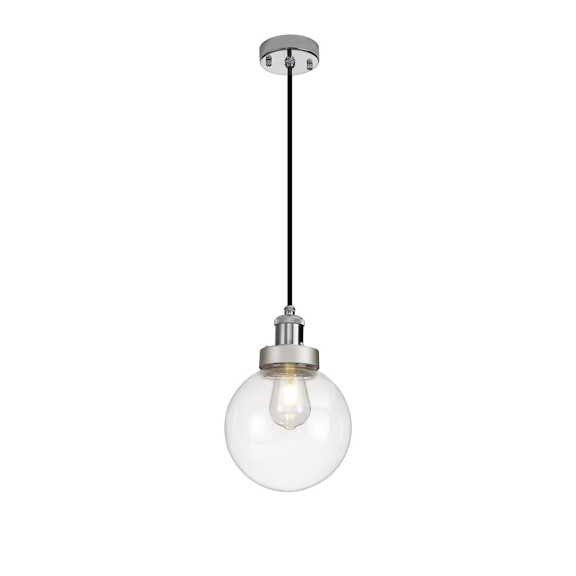 Fabula Avondale 20cm Single Pendant - Titanium Silver & Polished Chrome - IP65