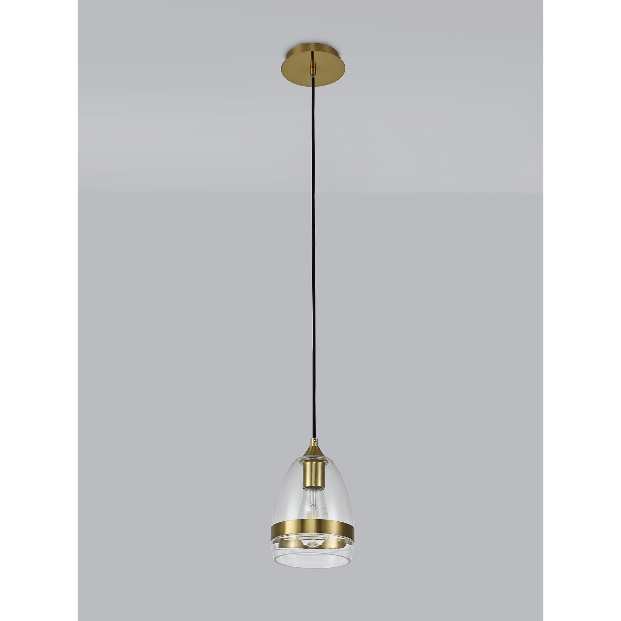 Fabula Boleyn 15cm Cone Pendant - Aged Brass & Clear