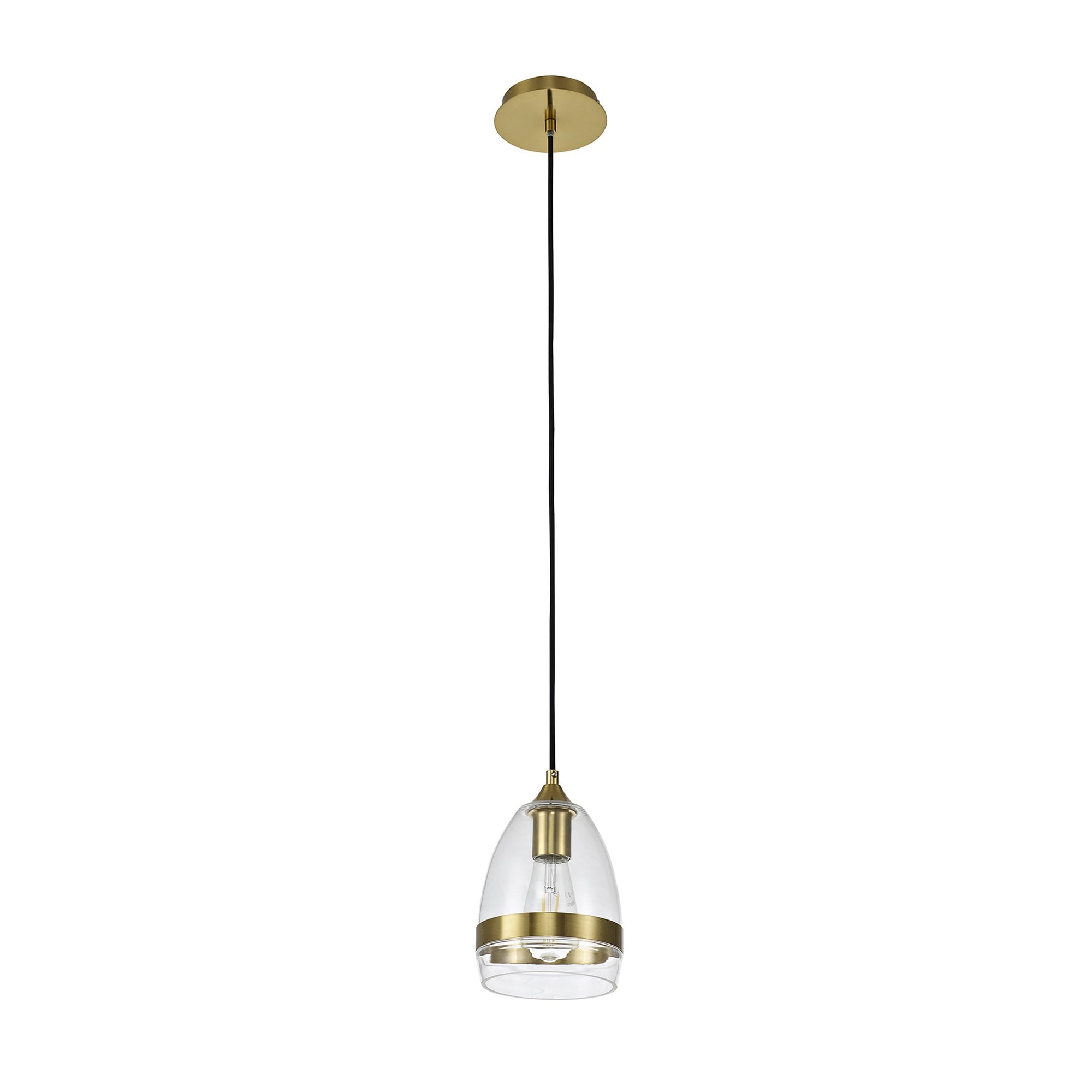Fabula Boleyn 15cm Cone Pendant - Aged Brass & Clear