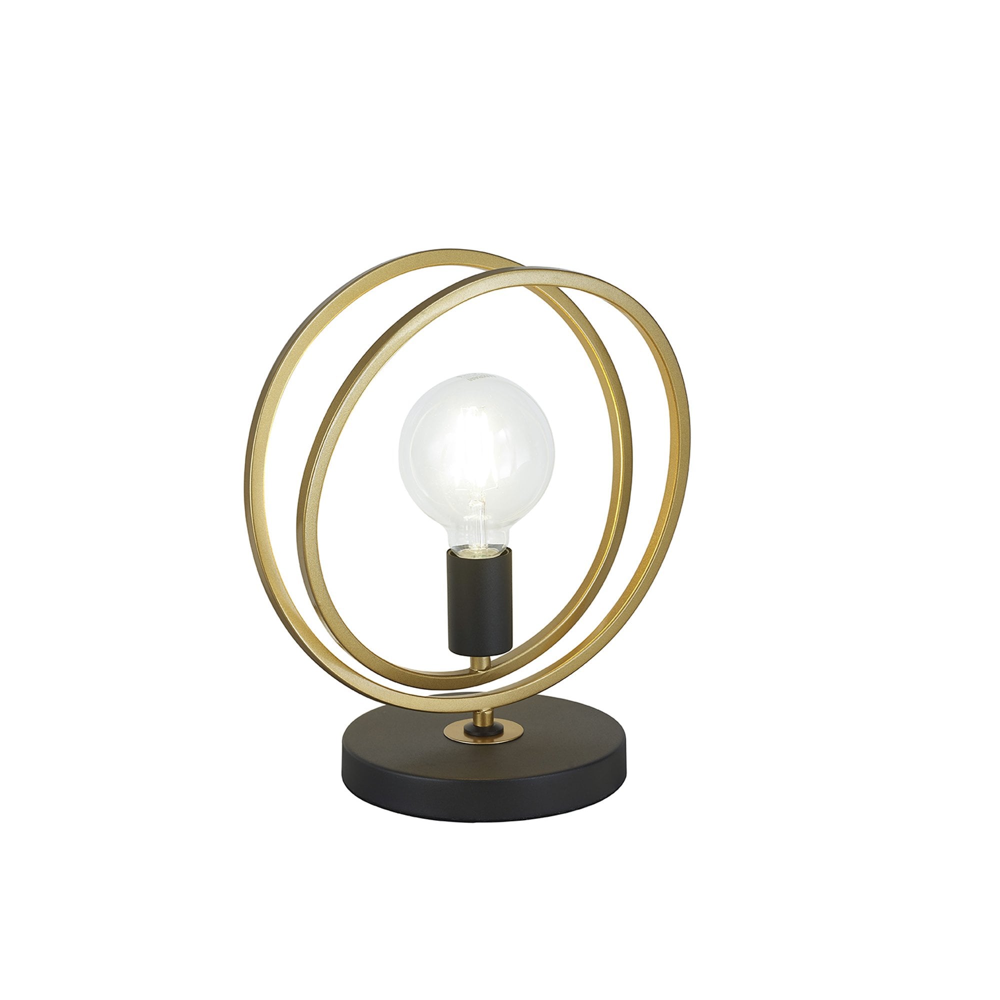 Fabula Bury Double Ring Single Table Lamp - Matt Black & Painted Gold