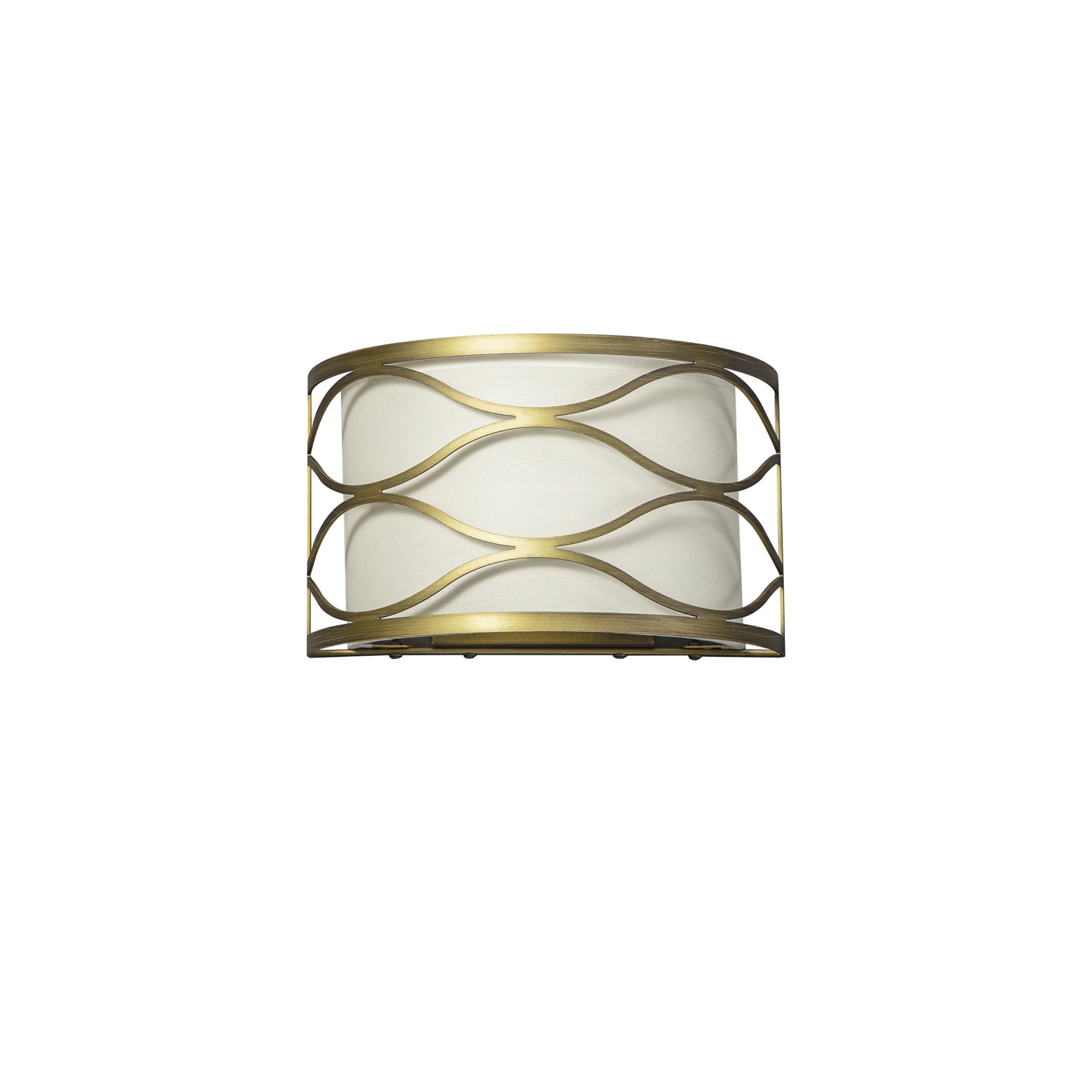 Fabula Carbis 2 Light Wall Lamp - Aged Gold & Cream Fabric Shade