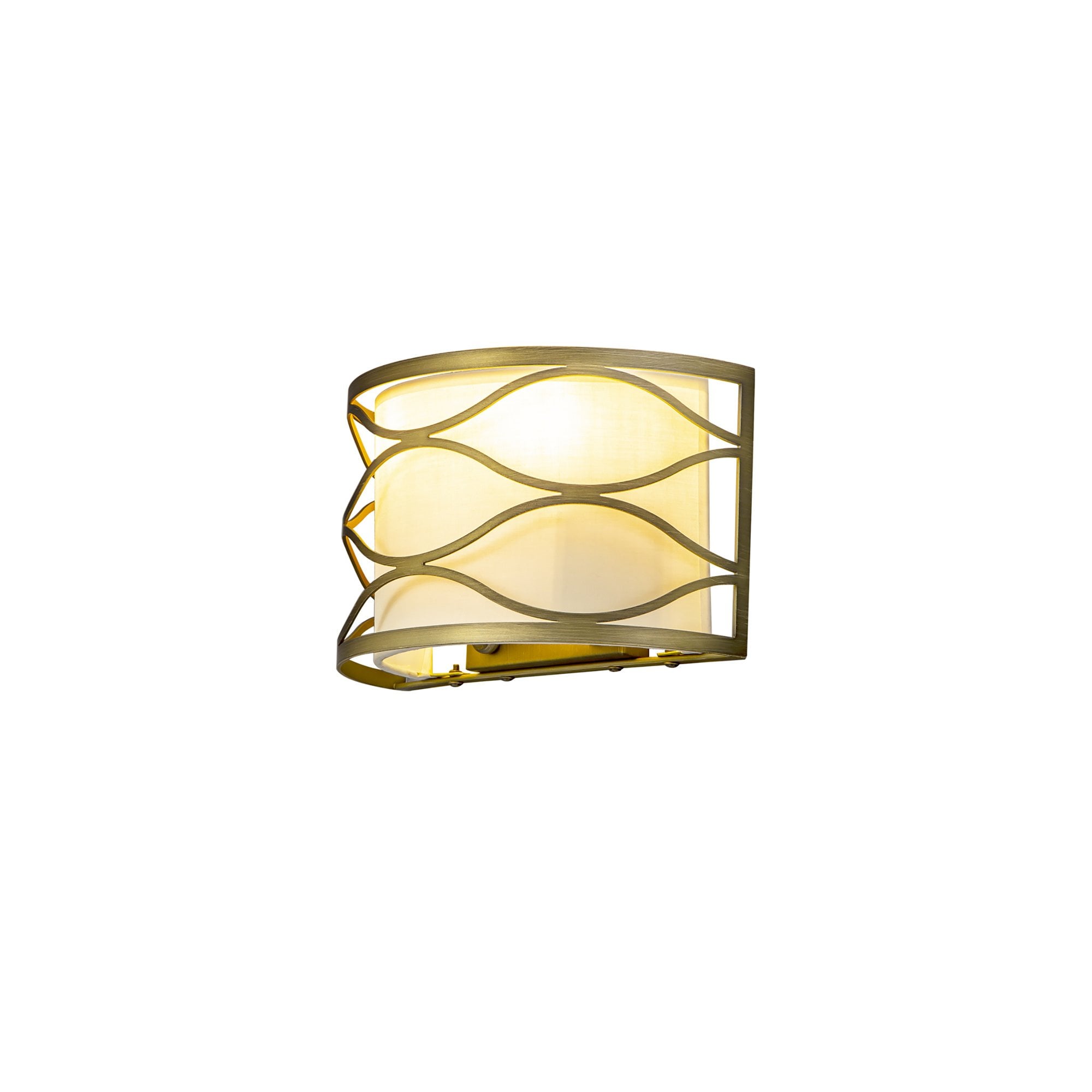 Fabula Carbis 2 Light Wall Lamp - Aged Gold & Cream Fabric Shade