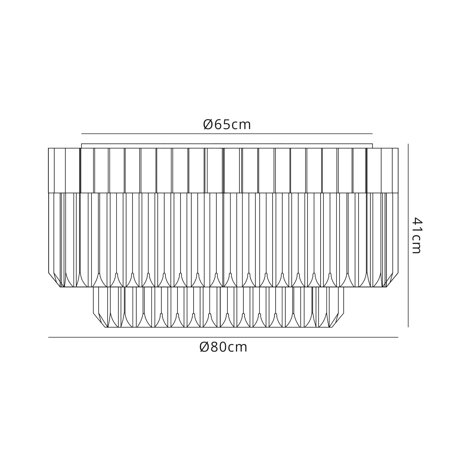 Fabula Cedar 12 Light Flush Light - Matt Black & Clear Sculpted Glass