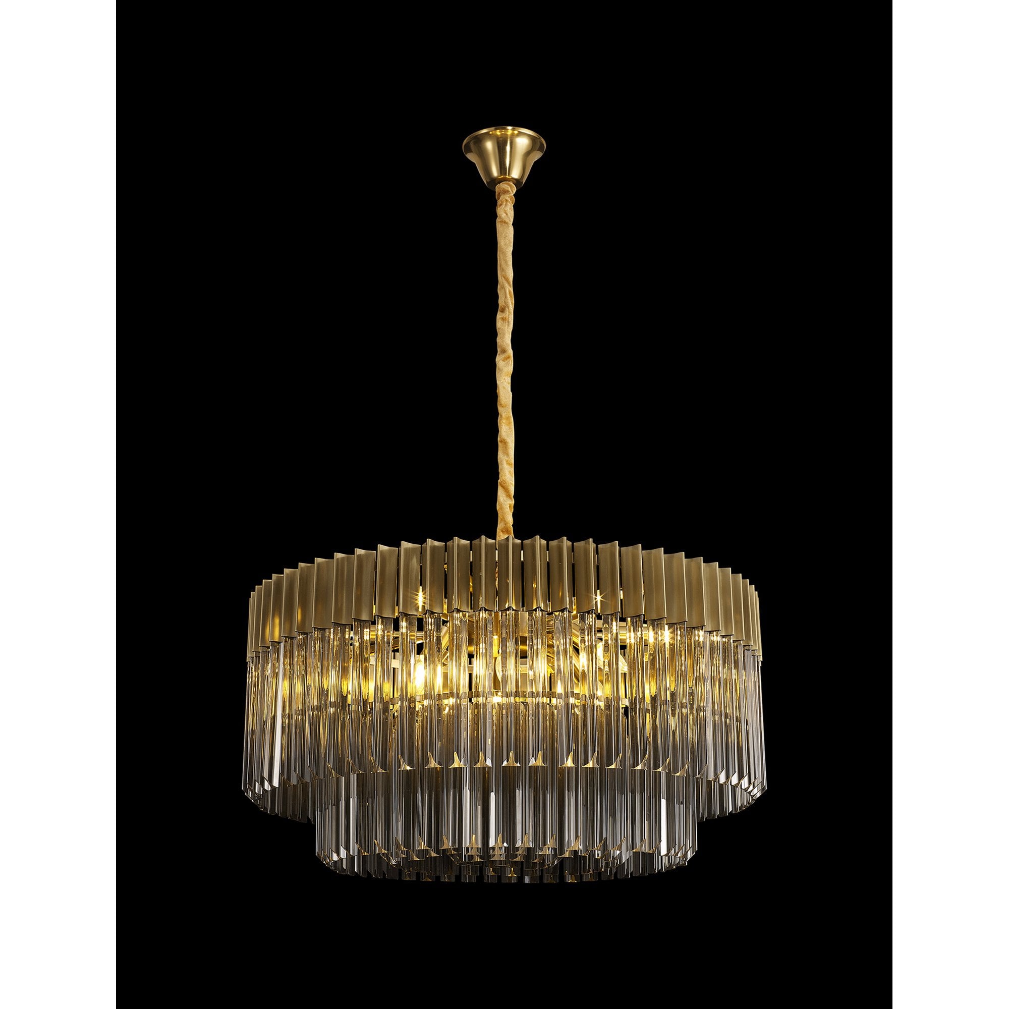 Fabula Cedar 12 Light Pendant - Brass & Smoke Sculpted Glass