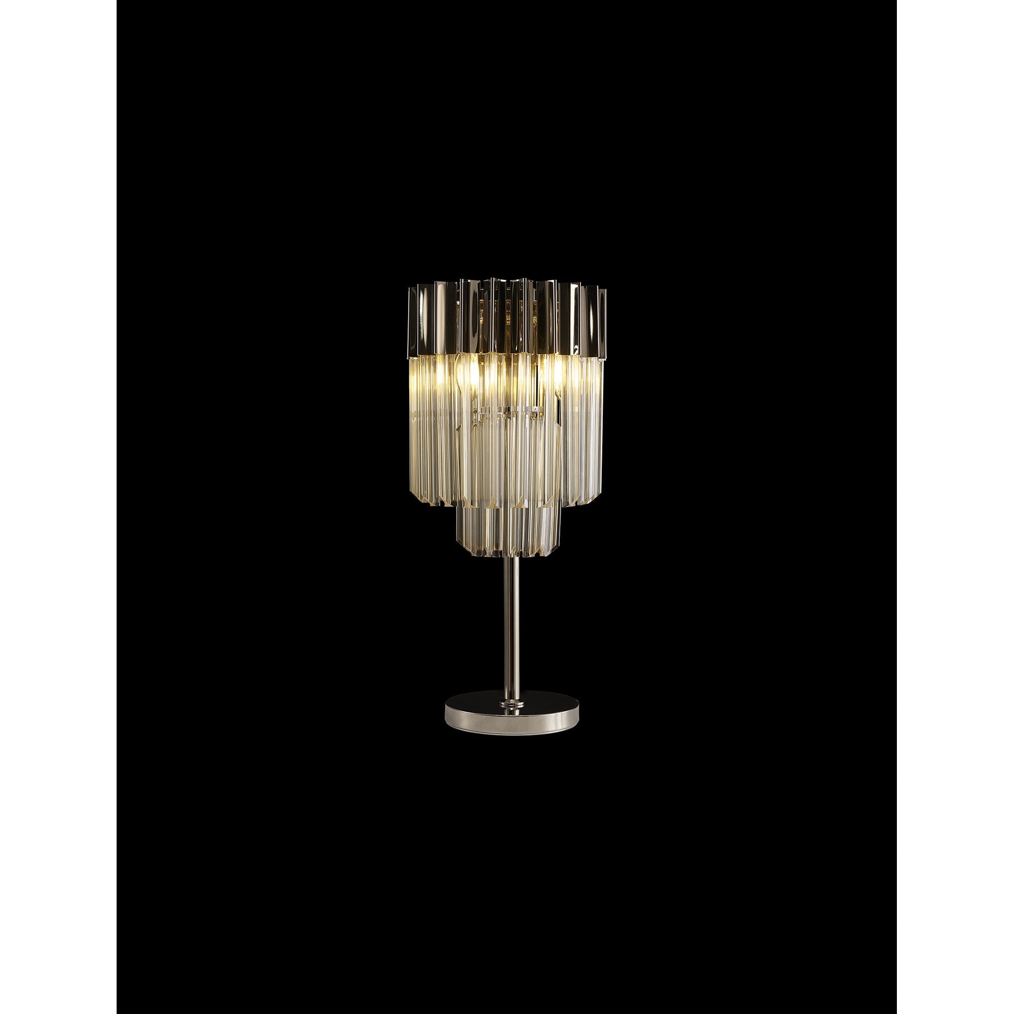 Fabula Cedar 3 Light Table Lamp - Polished Nickel & Cognac Sculpted Glass