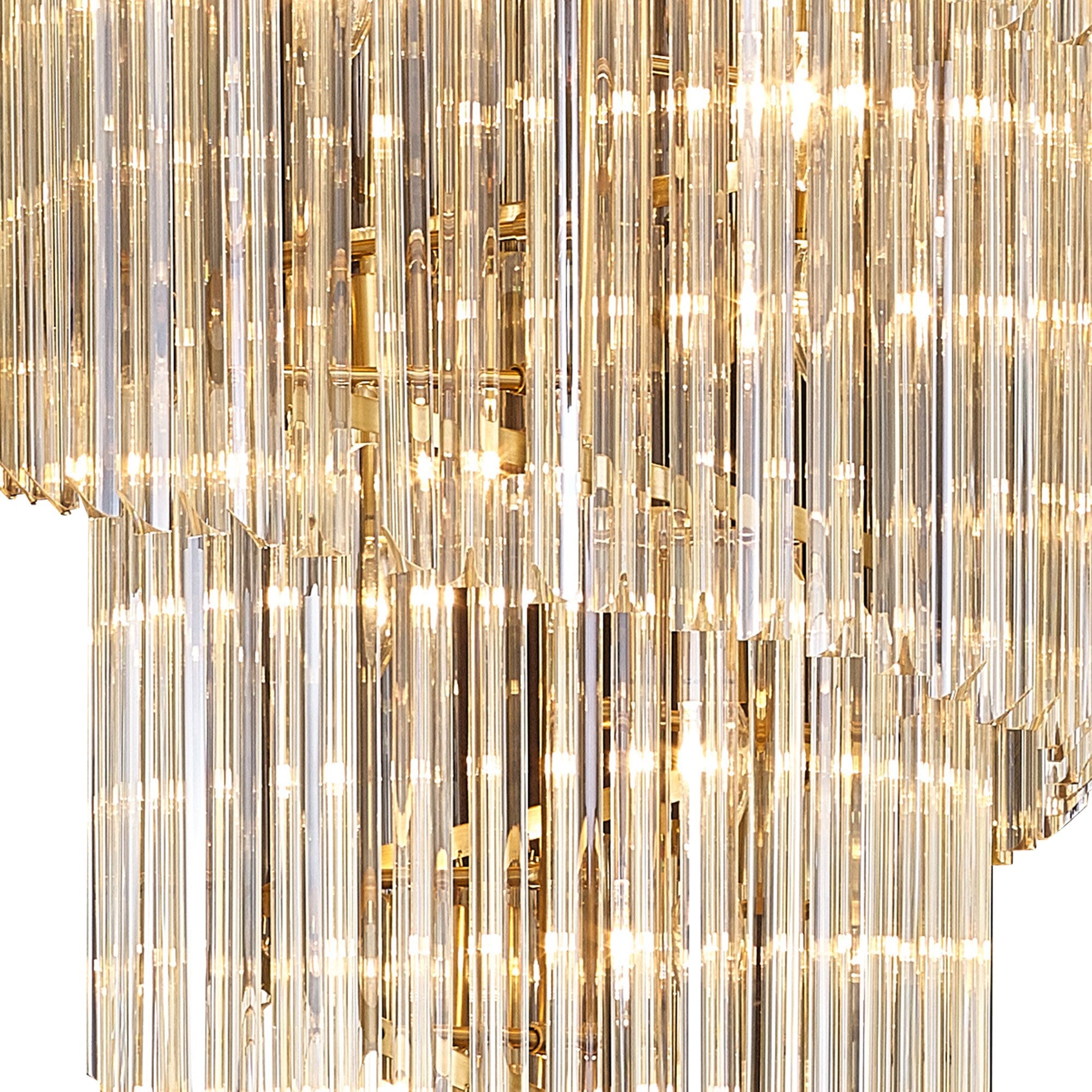 Fabula Cedar 31 Light Pendant - Brass & Cognac Sculpted Glass