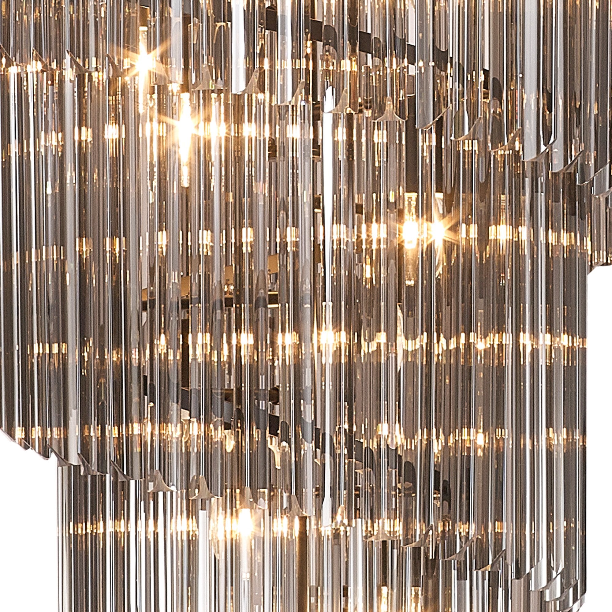 Fabula Cedar 31 Light Pendant - Matt Black & Smoke Sculpted Glass