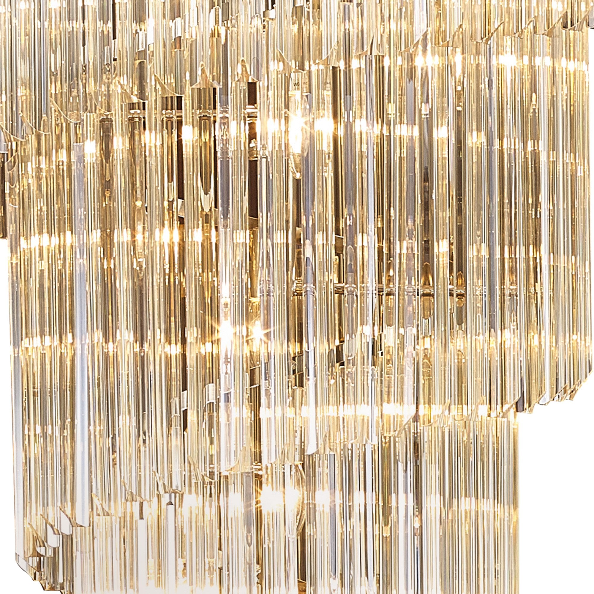 Fabula Cedar 31 Light Pendant - Polished Nickel & Cognac Sculpted Glass