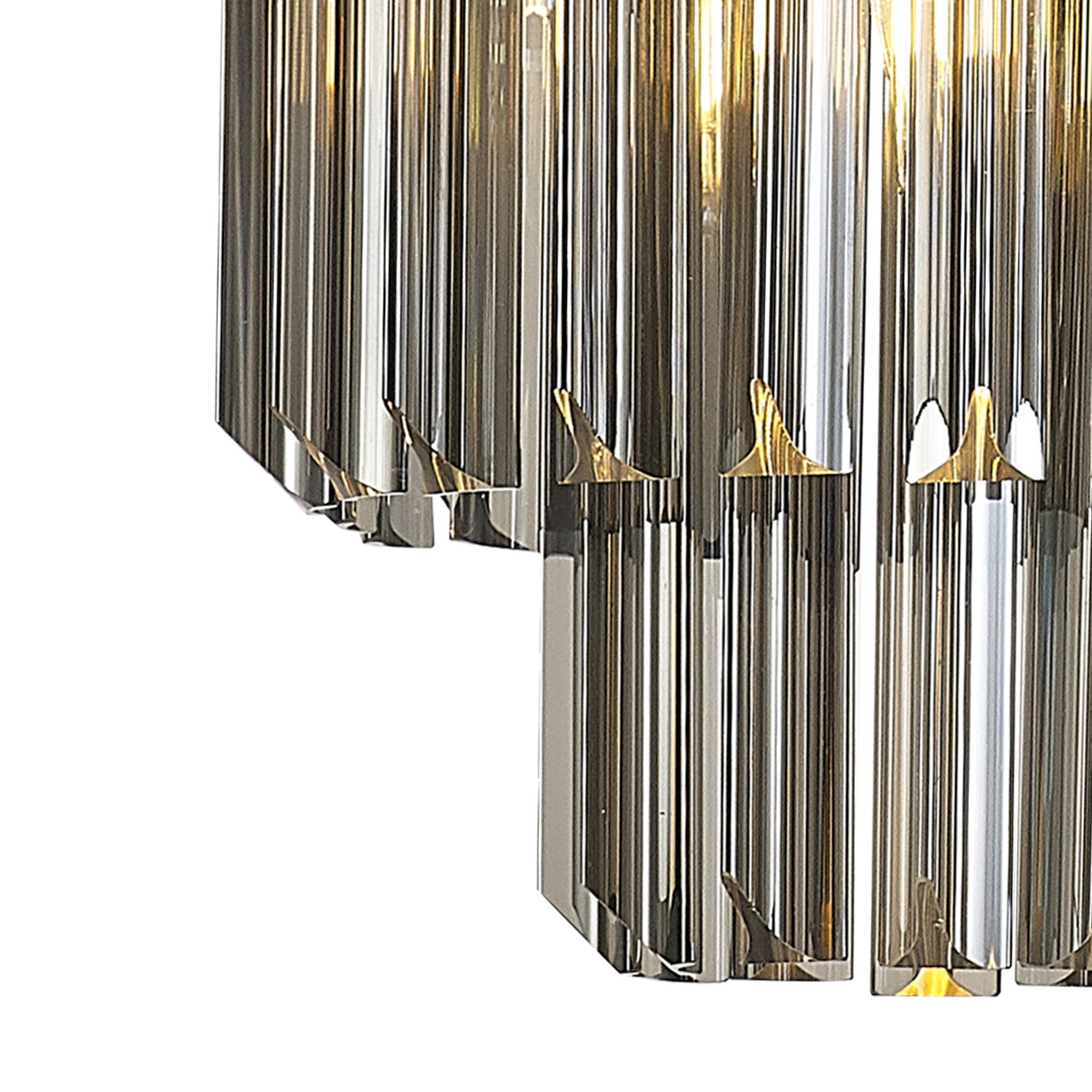 Fabula Cedar 4 Light Pendant - Brass & Smoke Sculpted Glass