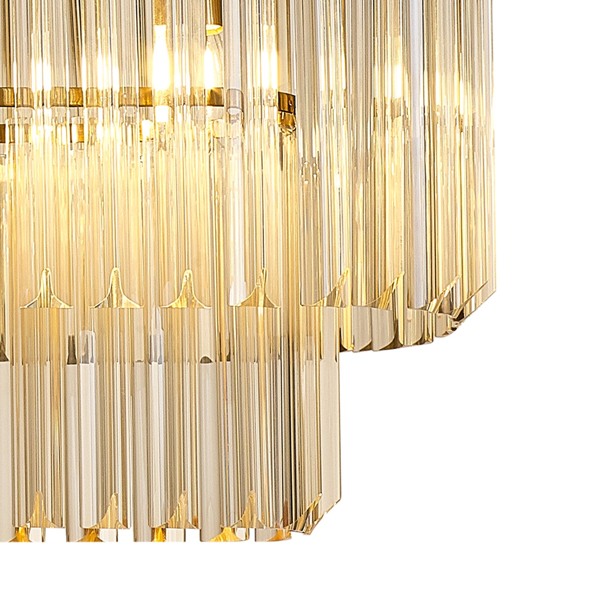 Fabula Cedar 5 Light Rectangular Pendant - Brass & Cognac Sculpted Glass
